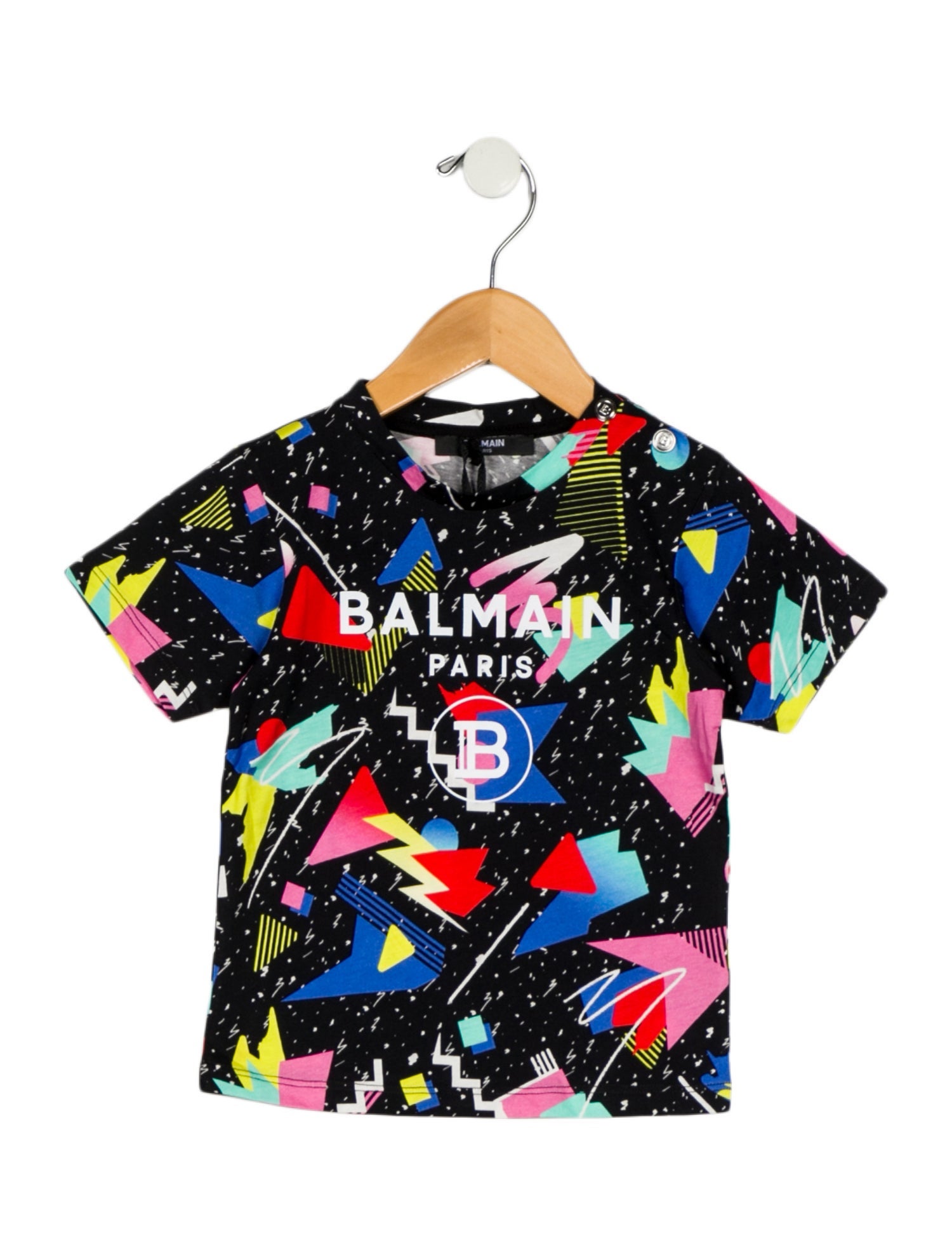 Balmain toddler boys' black multicolored t-shirt w/Tags