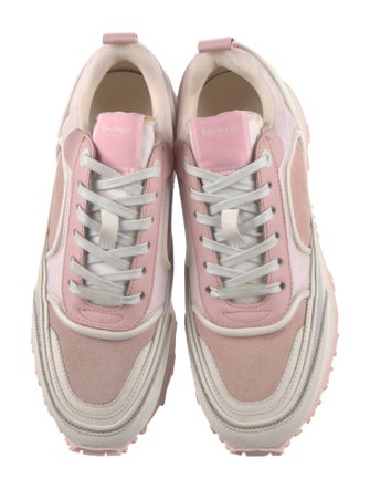 Balmain Suede Colorblock Pattern Sneakers