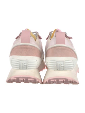 Balmain Suede Colorblock Pattern Sneakers