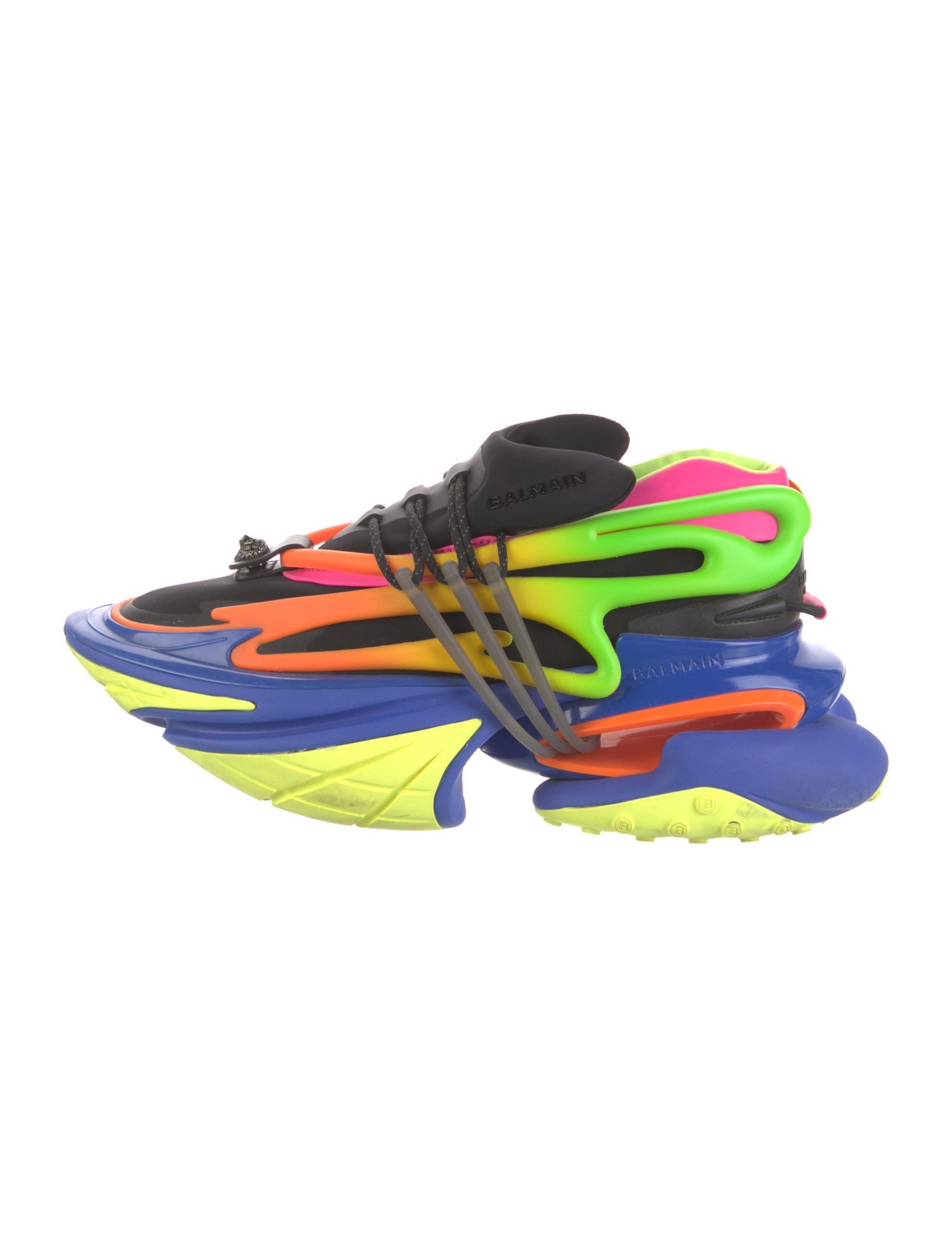 Balmain Neoprene Colorblock Pattern Sneakers