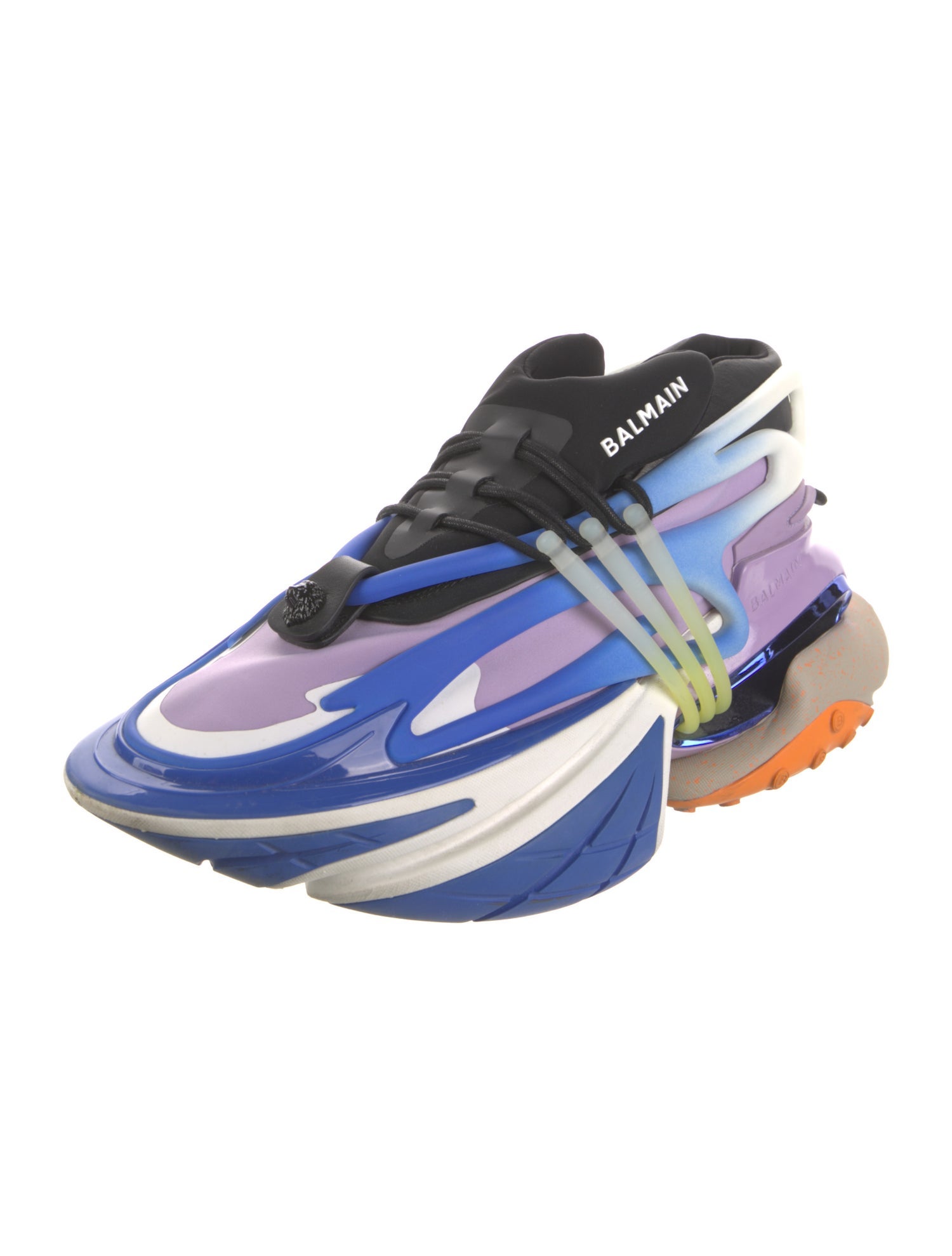 Balmain Neoprene Colorblock Pattern Sneakers