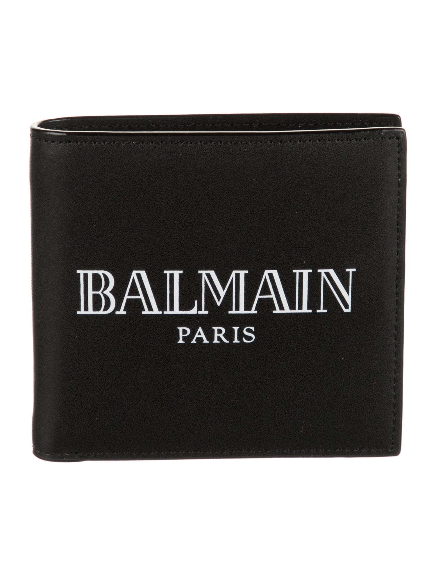Balmain Leather Graphic Print Bifold Wallet