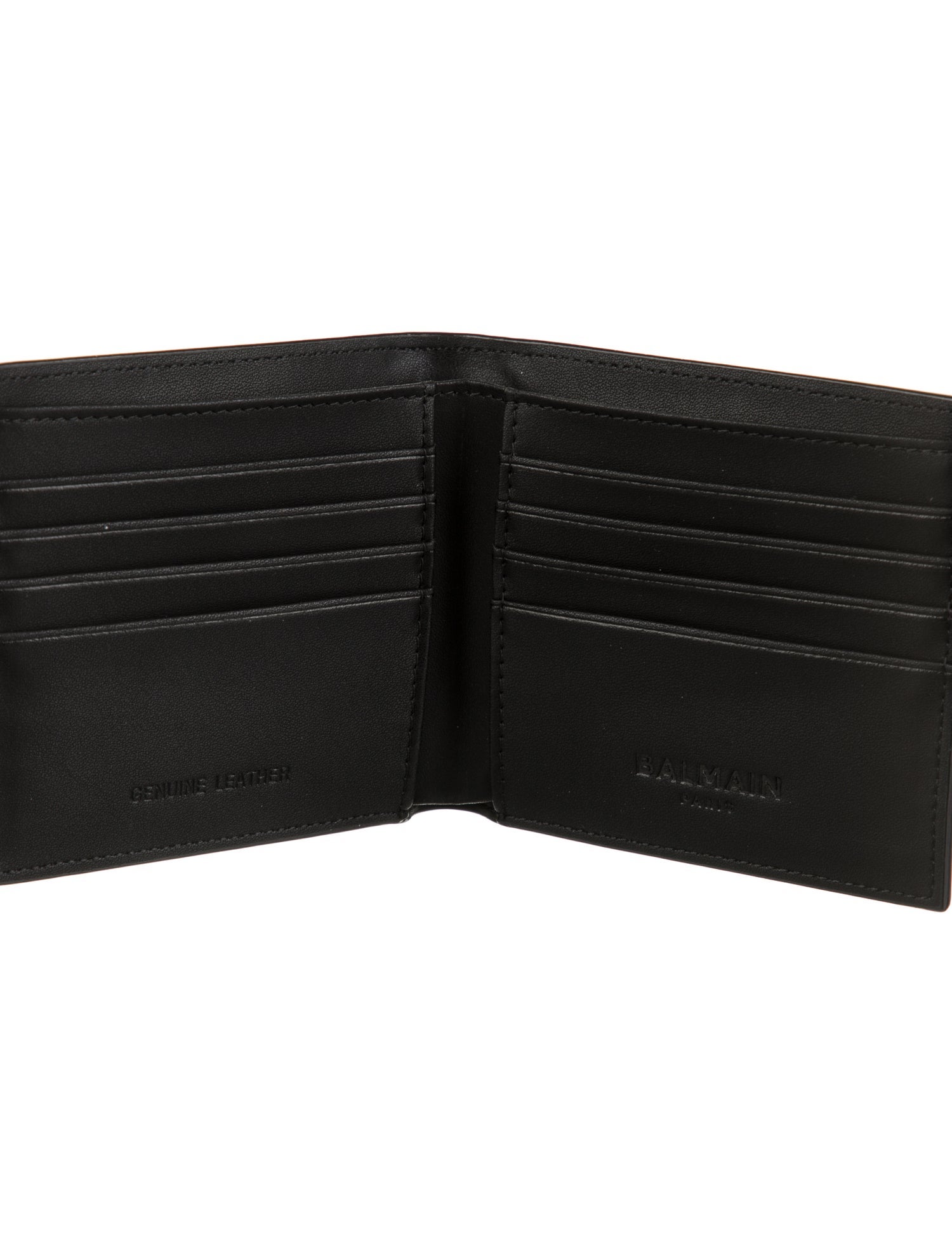 Balmain Leather Graphic Print Bifold Wallet - Black Wallets