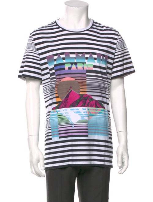 Balmain Striped Crew Neck T-Shirt