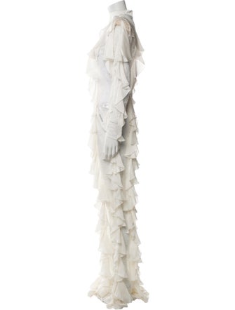 Balmain Lace Pattern Mock Neck Jumpsuit