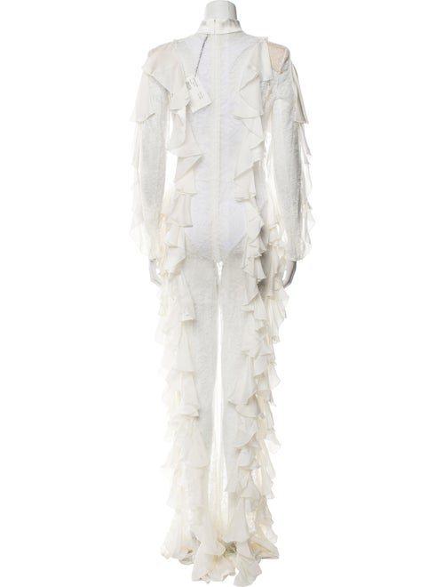 Balmain Lace Pattern Mock Neck Jumpsuit