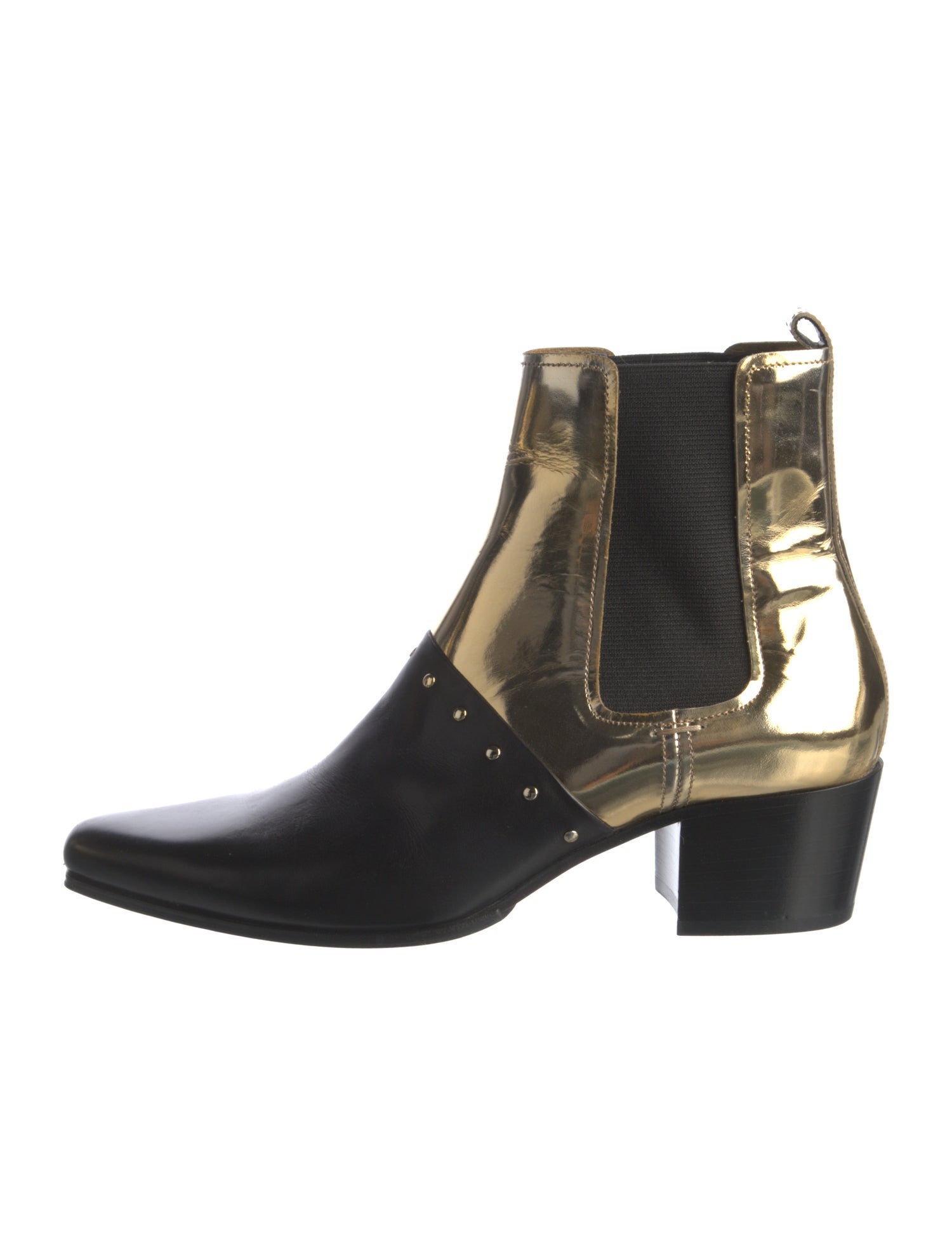 Balmain Leather Colorblock Pattern Chelsea Boots