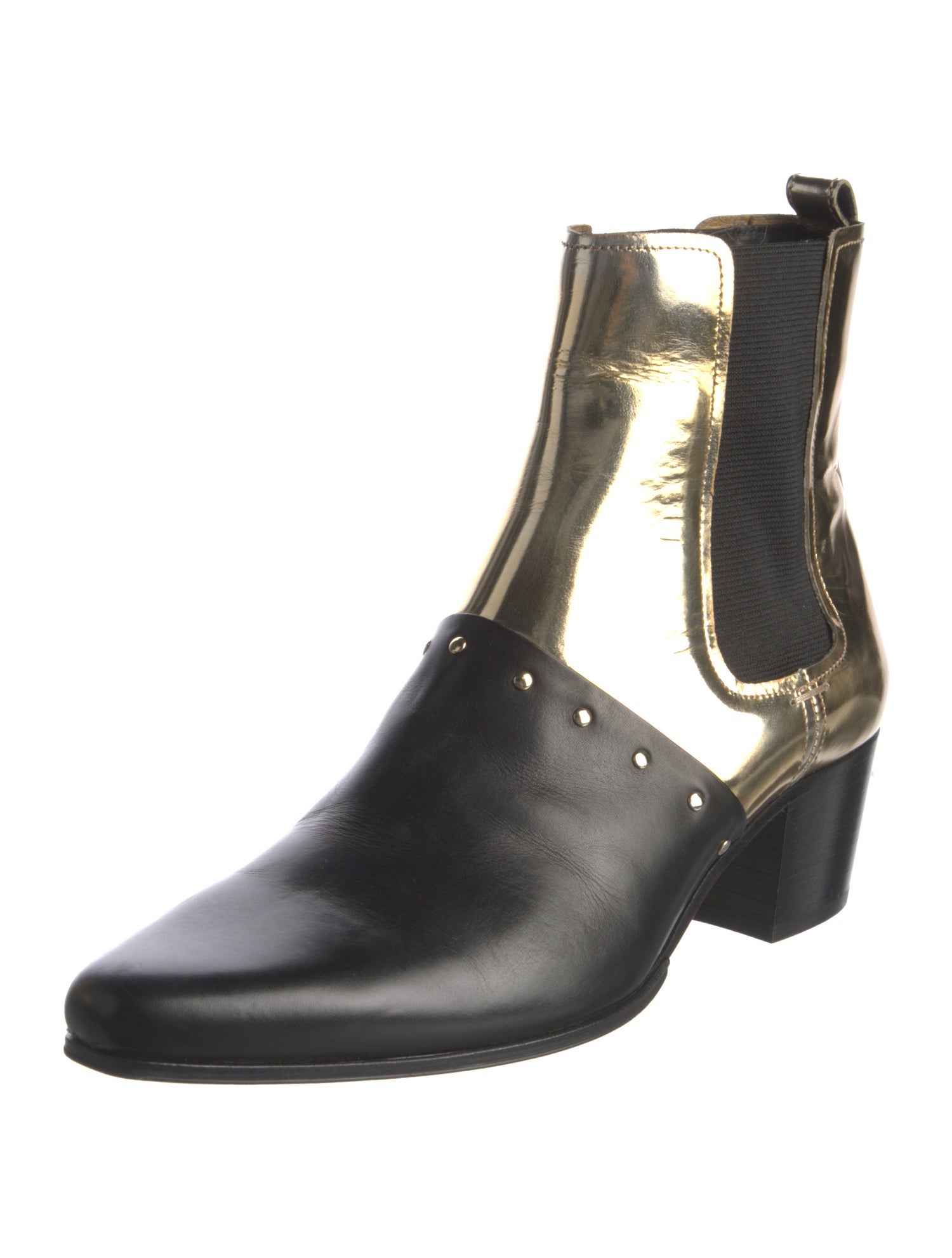 Balmain Leather Colorblock Pattern Chelsea Boots