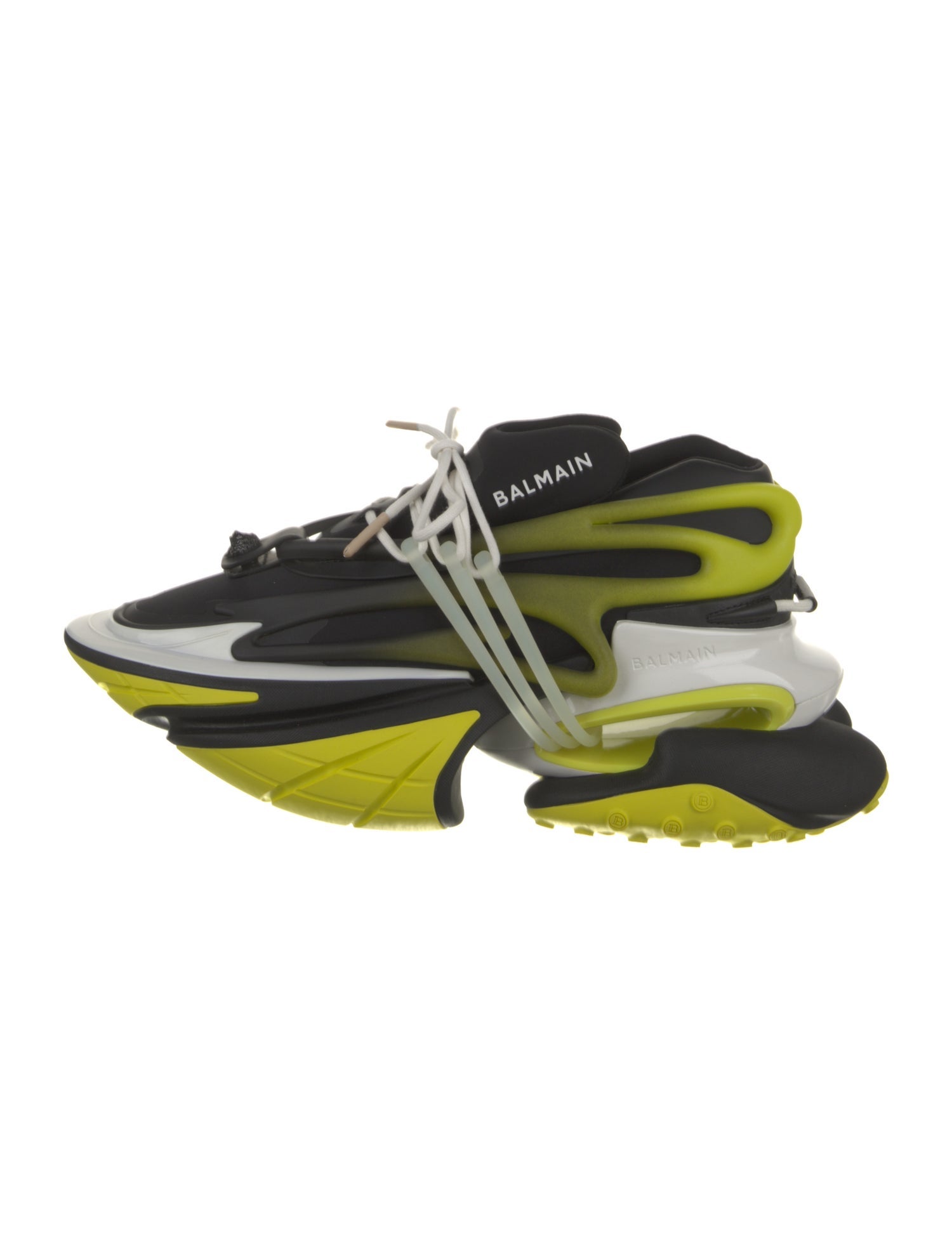 Balmain Leather Colorblock Pattern Sneakers