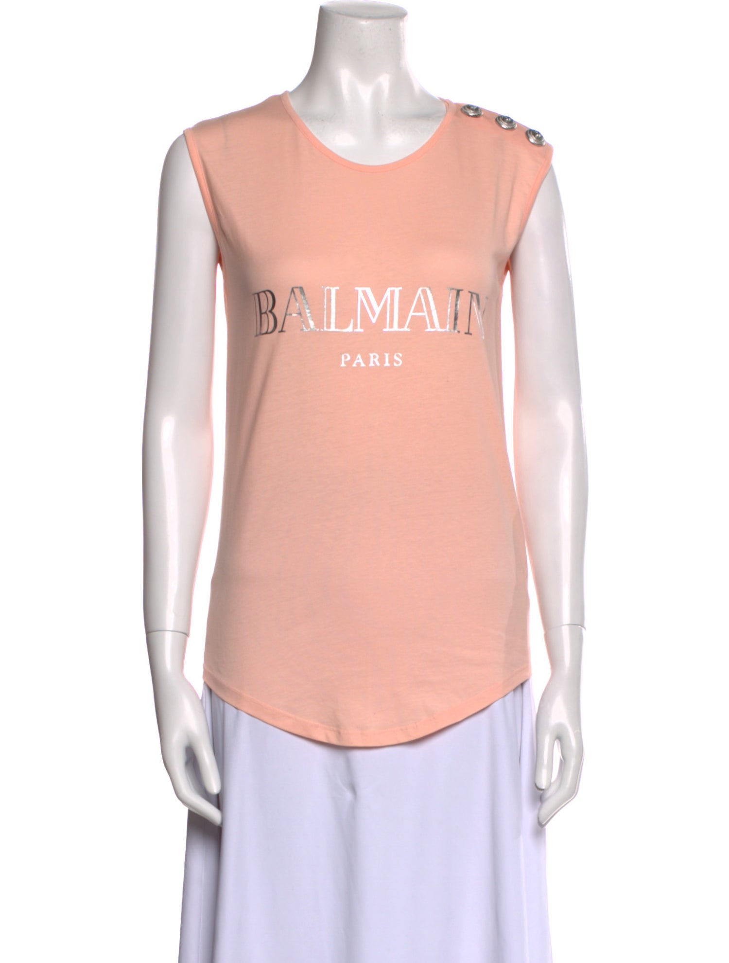 Balmain Graphic Print Scoop Neck Top