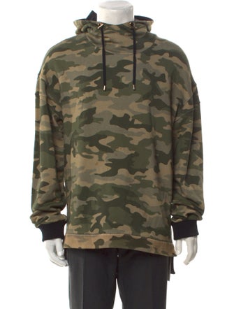 Balmain Camouflage Print Mock Neck Hoodie