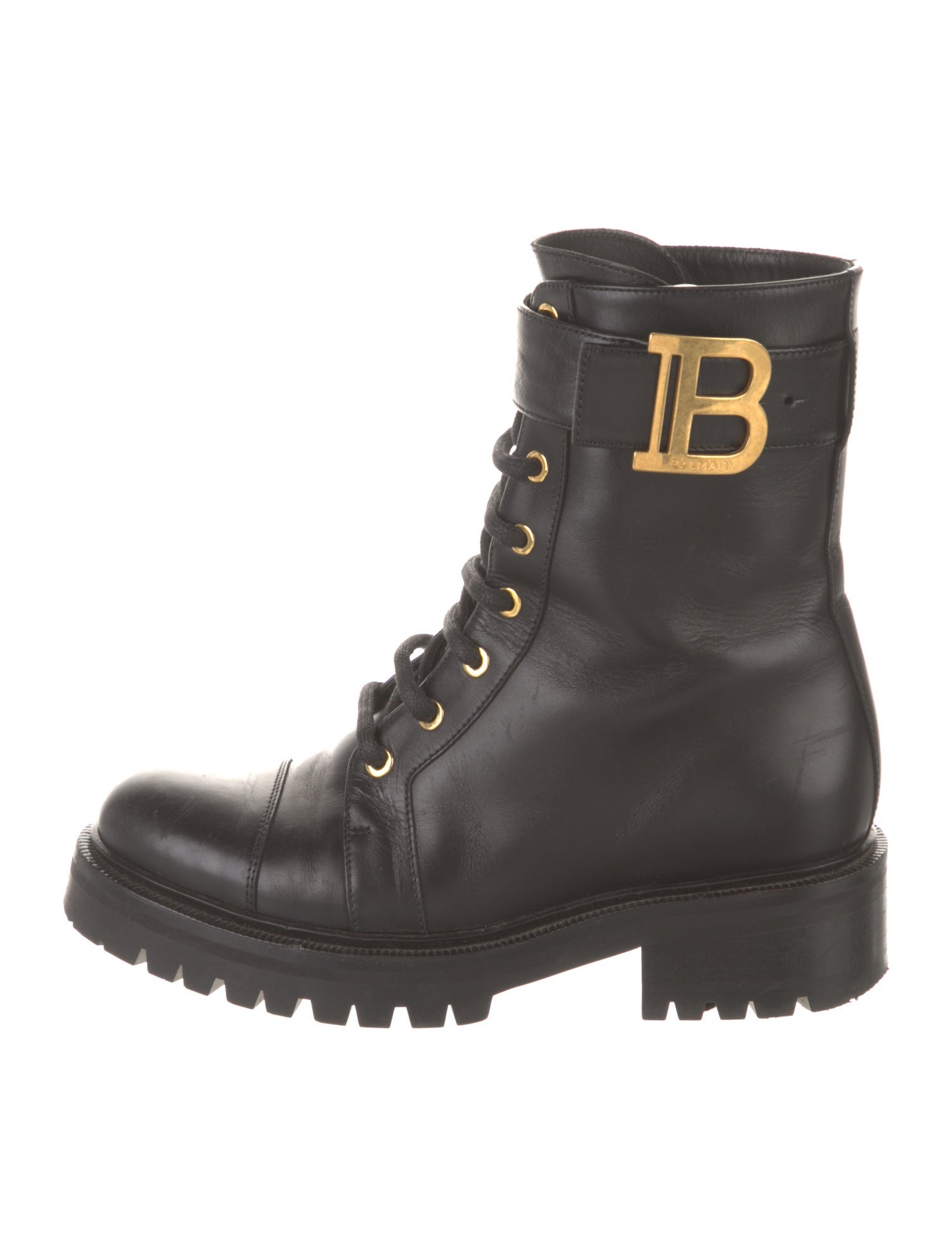 Balmain Leather Combat Boots