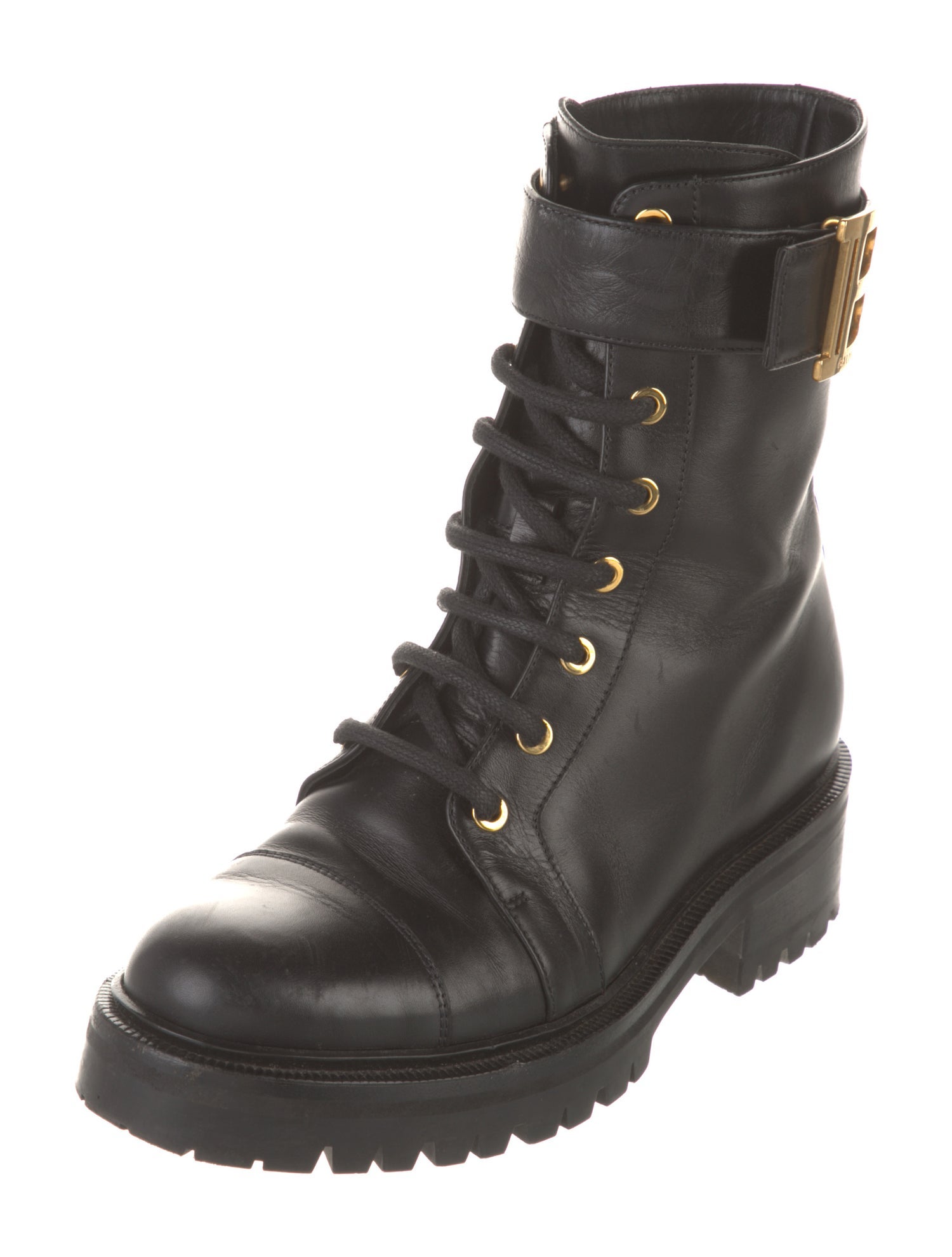 Balmain Leather Combat Boots