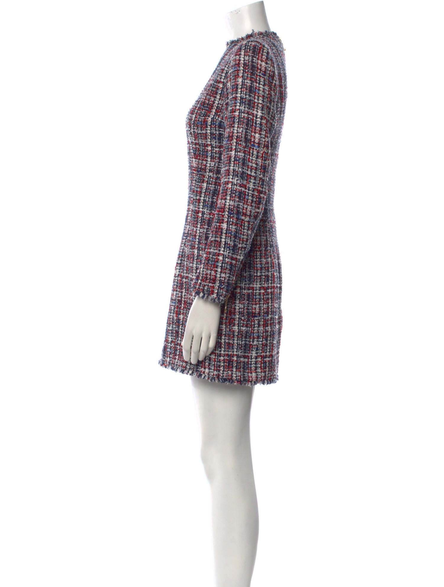 Balmain Plaid Print Mini Dress