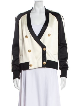 Balmain Colorblock Pattern Bomber Jacket