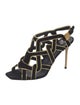 Balmain Suede Colorblock Pattern Slingback Sandals