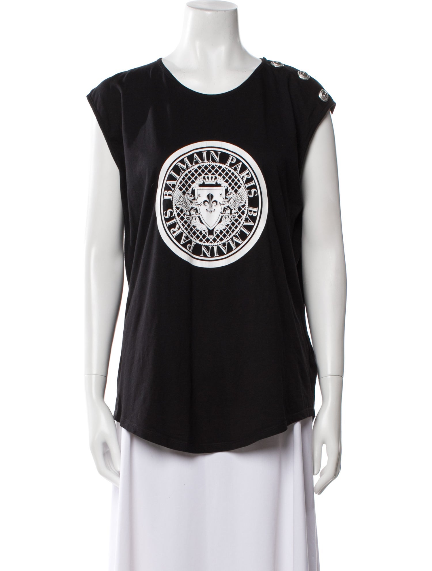Balmain Graphic Print Scoop Neck T-Shirt