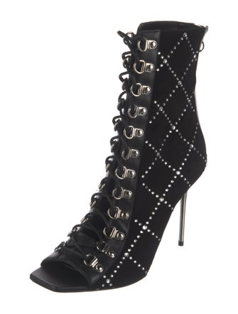 Balmain Suede Printed Lace-Up Boots