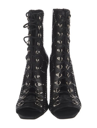 Balmain Suede Printed Lace-Up Boots