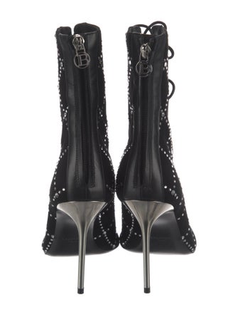 Balmain Suede Printed Lace-Up Boots