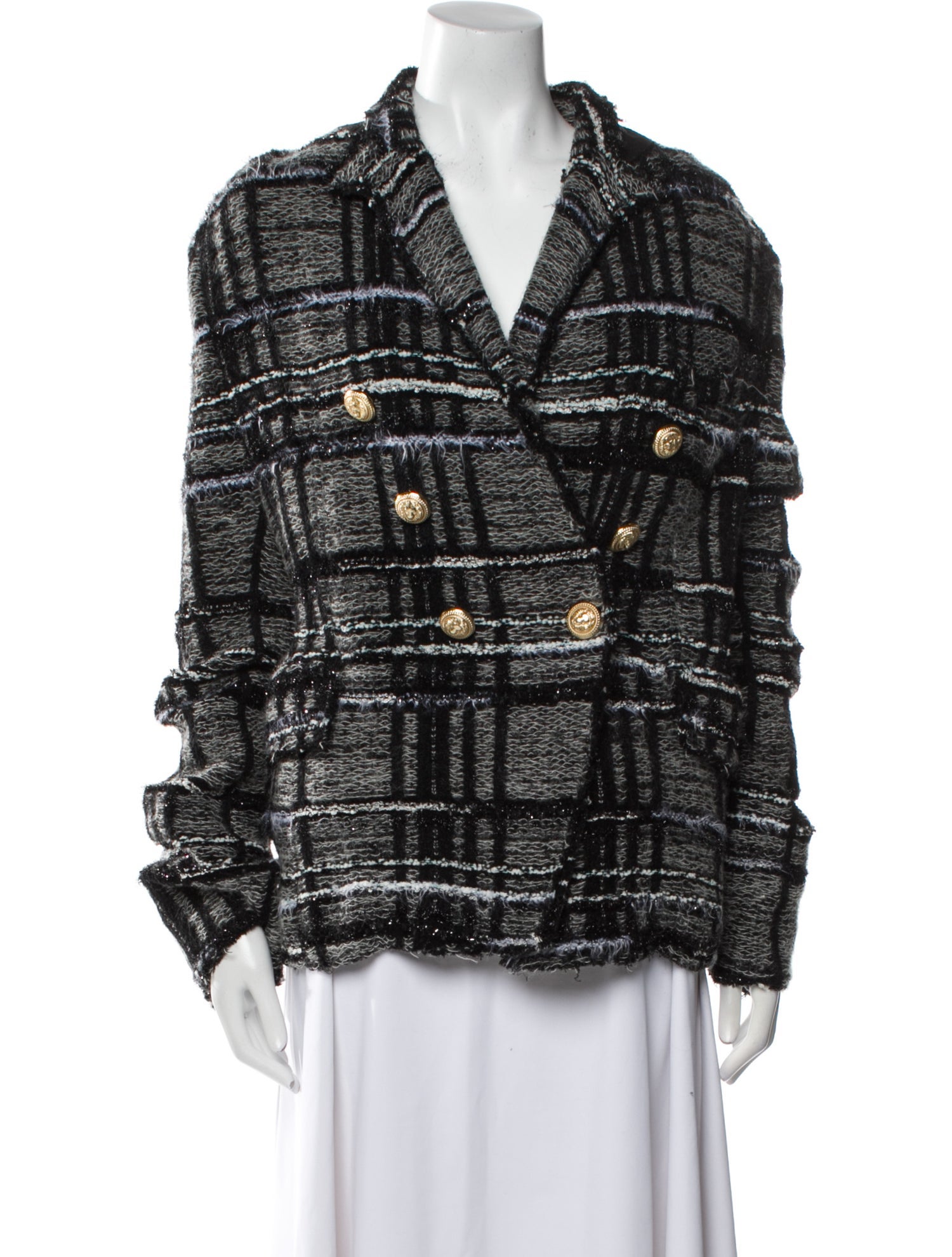 Balmain Plaid Print Jacket