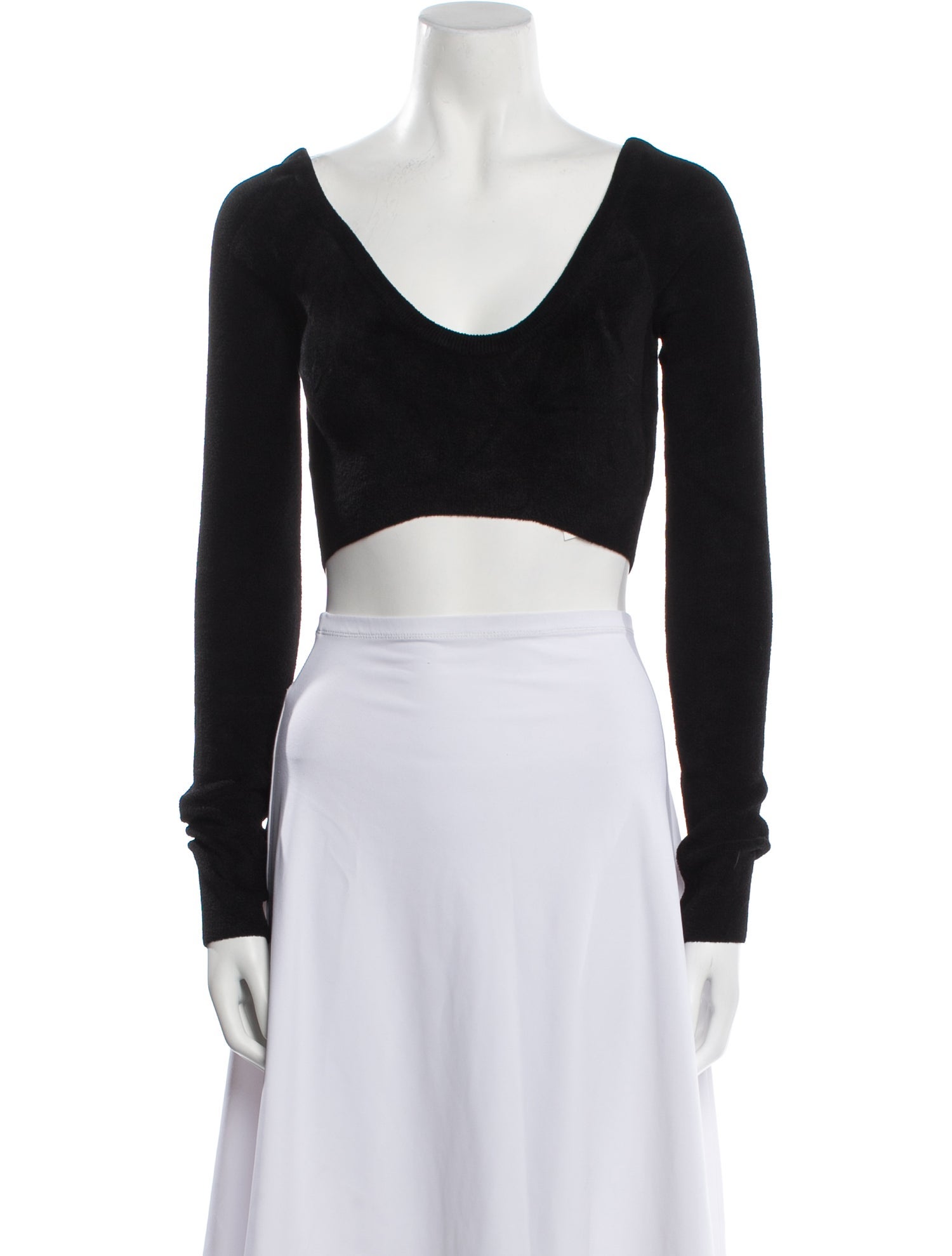 Balmain Scoop Neck Long Sleeve Crop Top