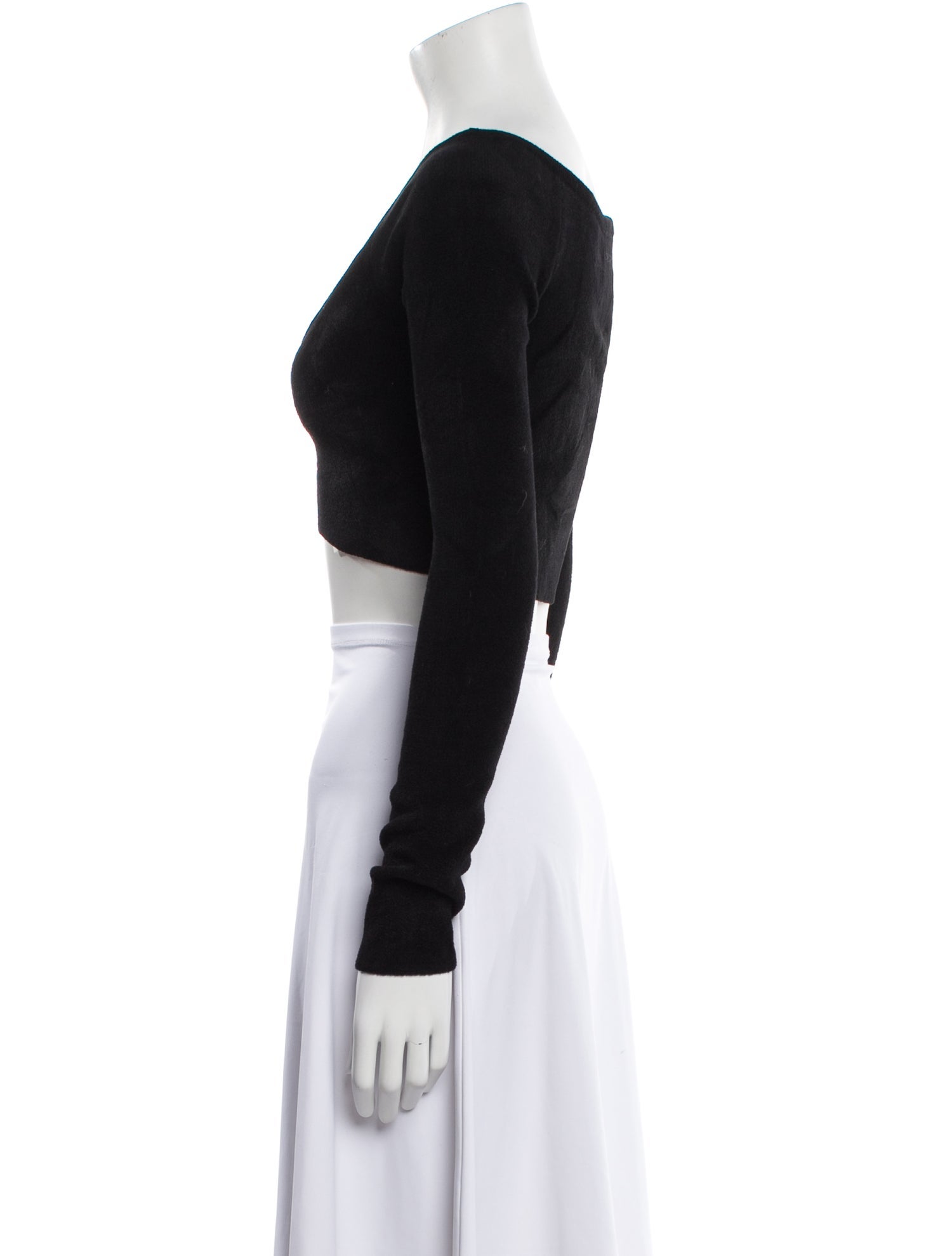 Balmain Scoop Neck Long Sleeve Crop Top