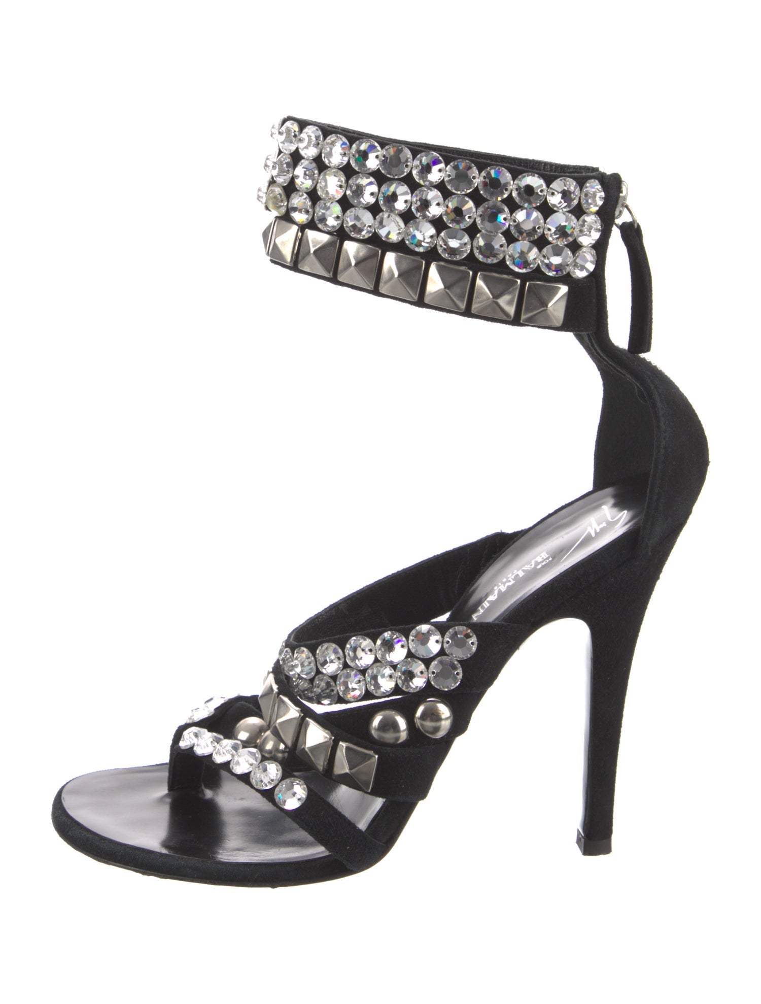 Balmain Suede Crystal Embellishments Sandals