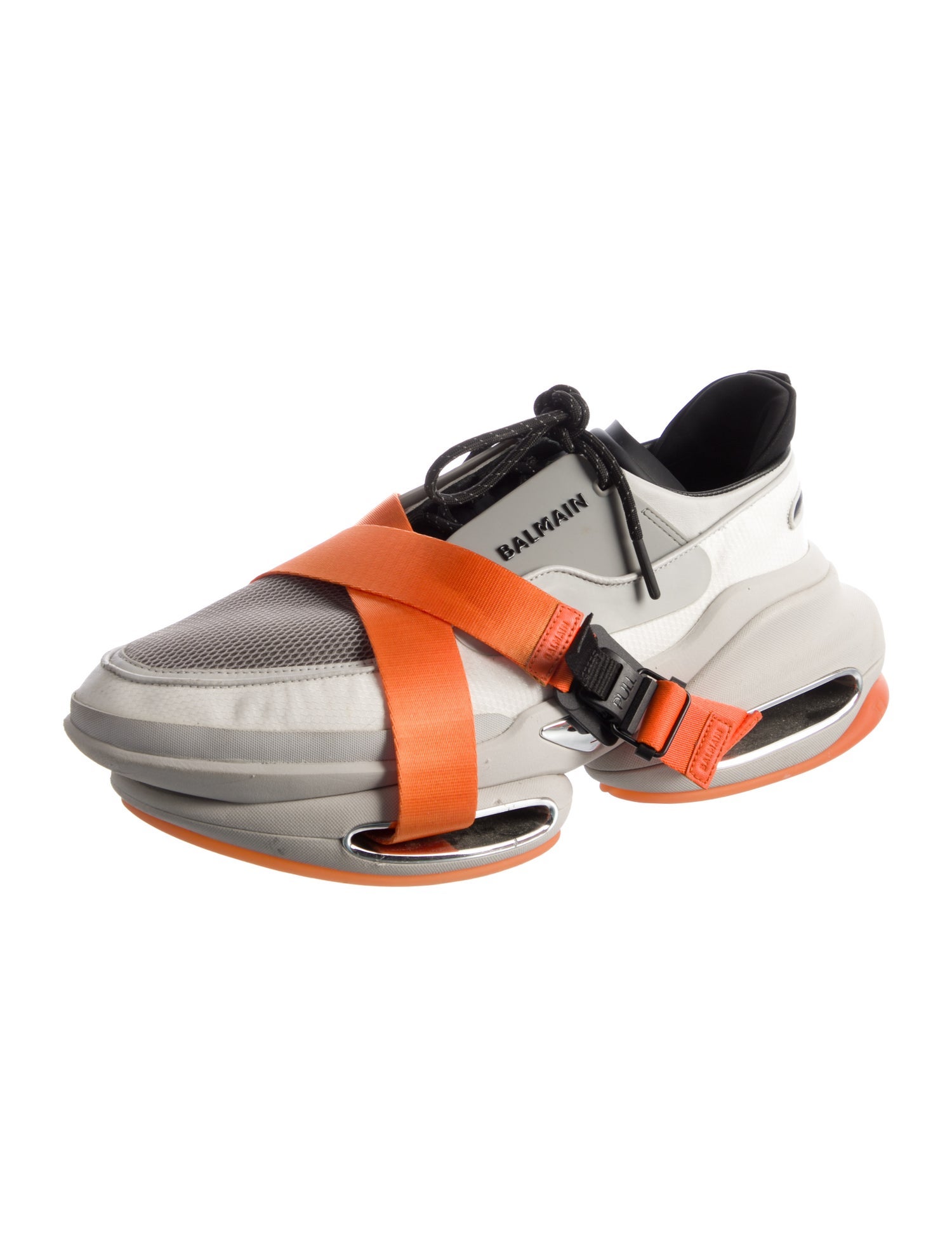 Balmain Leather Colorblock Pattern Sneakers