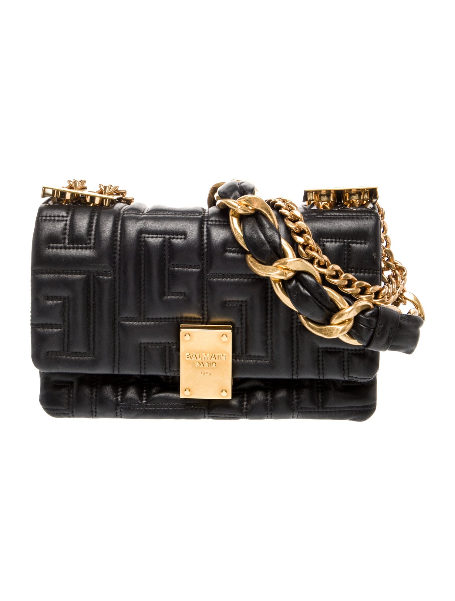 Balmain Quilted 1945 Soft Shoulder Bag Small