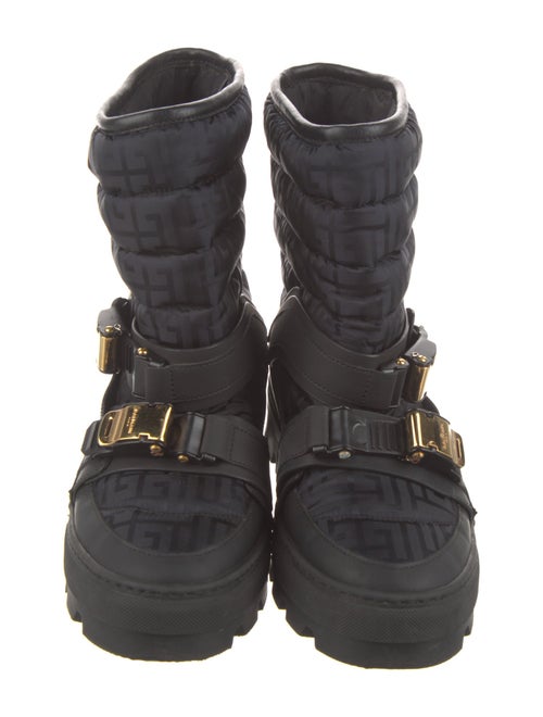Balmain Zucca FF Logo Nylon Combat Boots