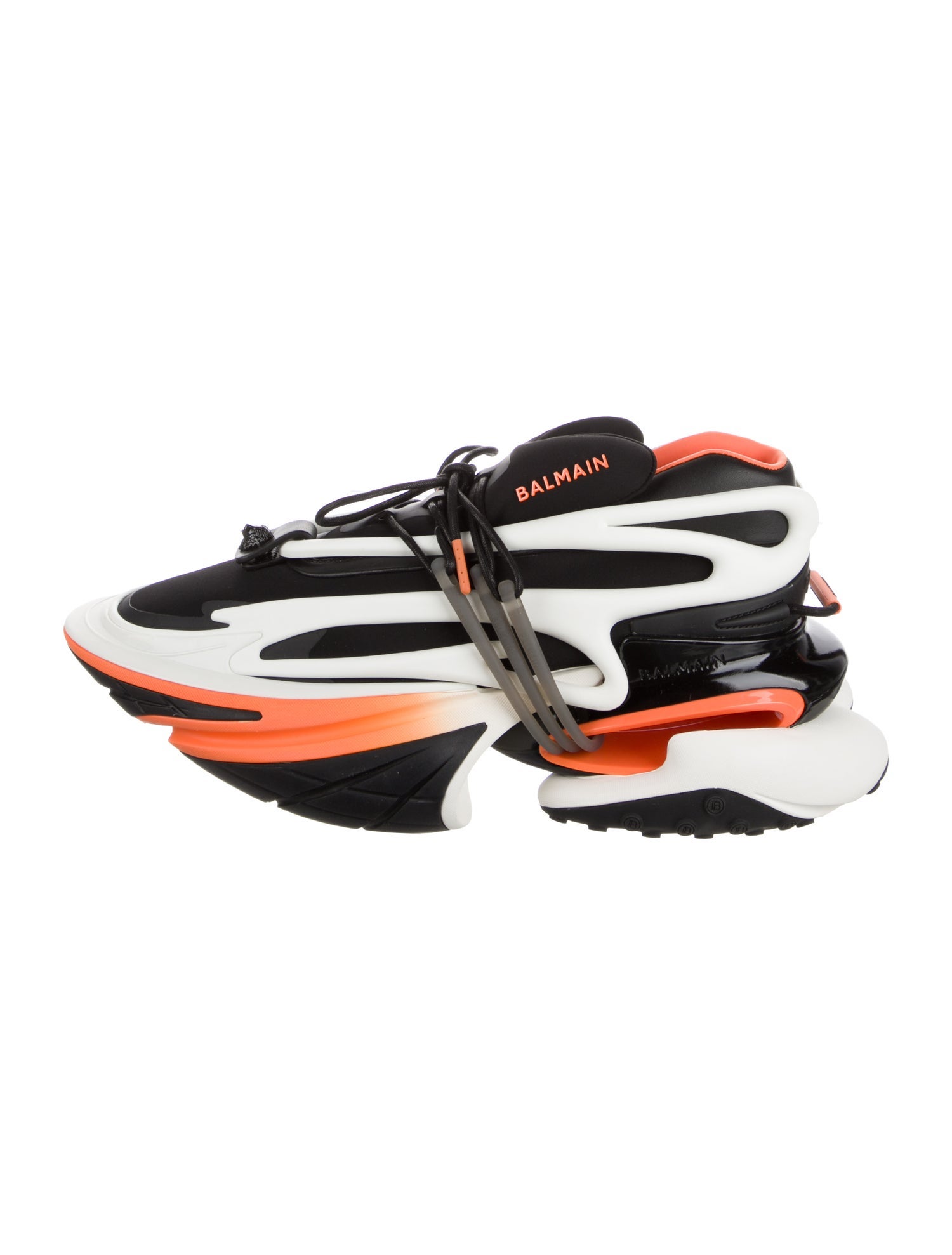 Balmain Leather Colorblock Pattern Chunky Sneakers