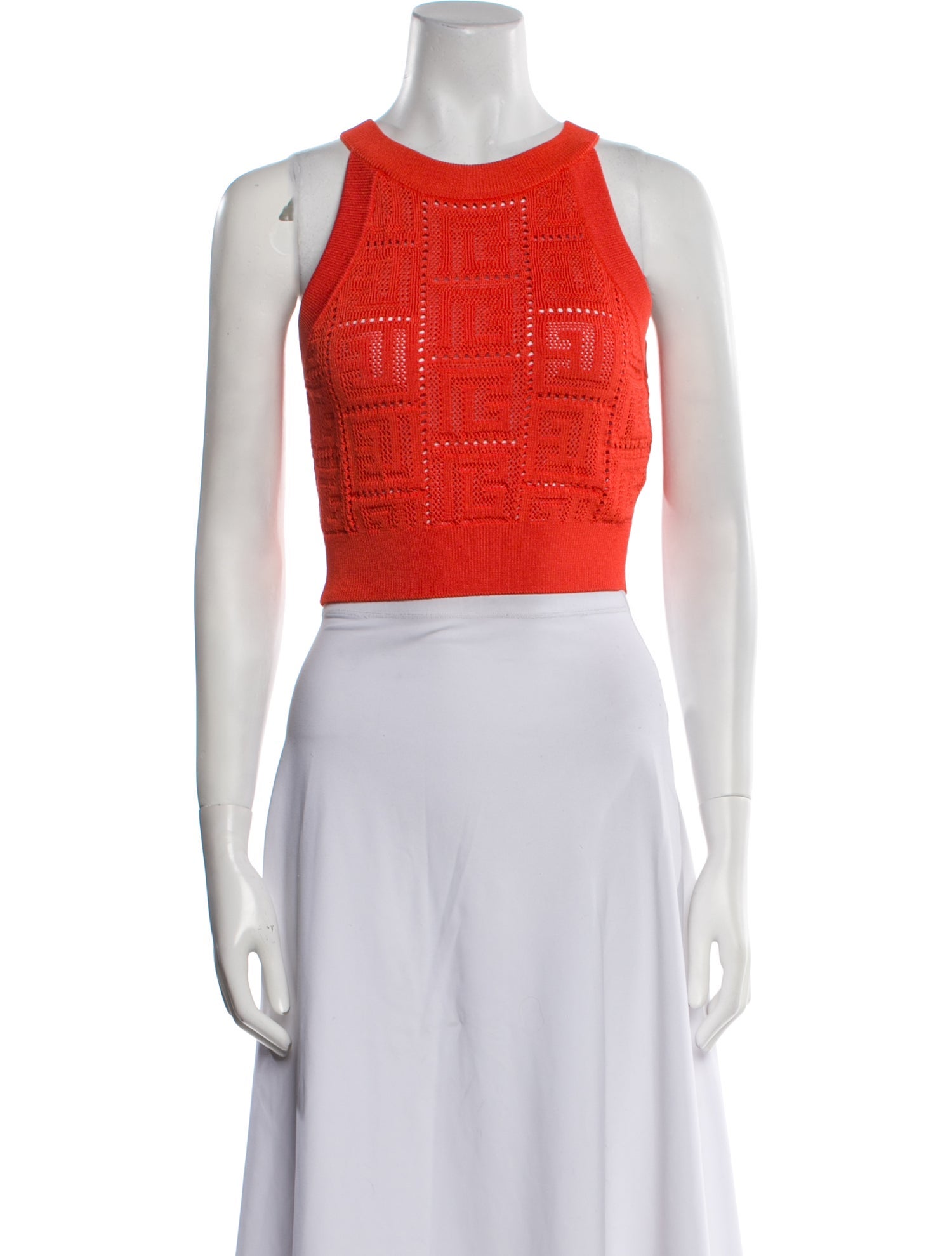 Balmain Crew Neck Sleeveless Crop Top
