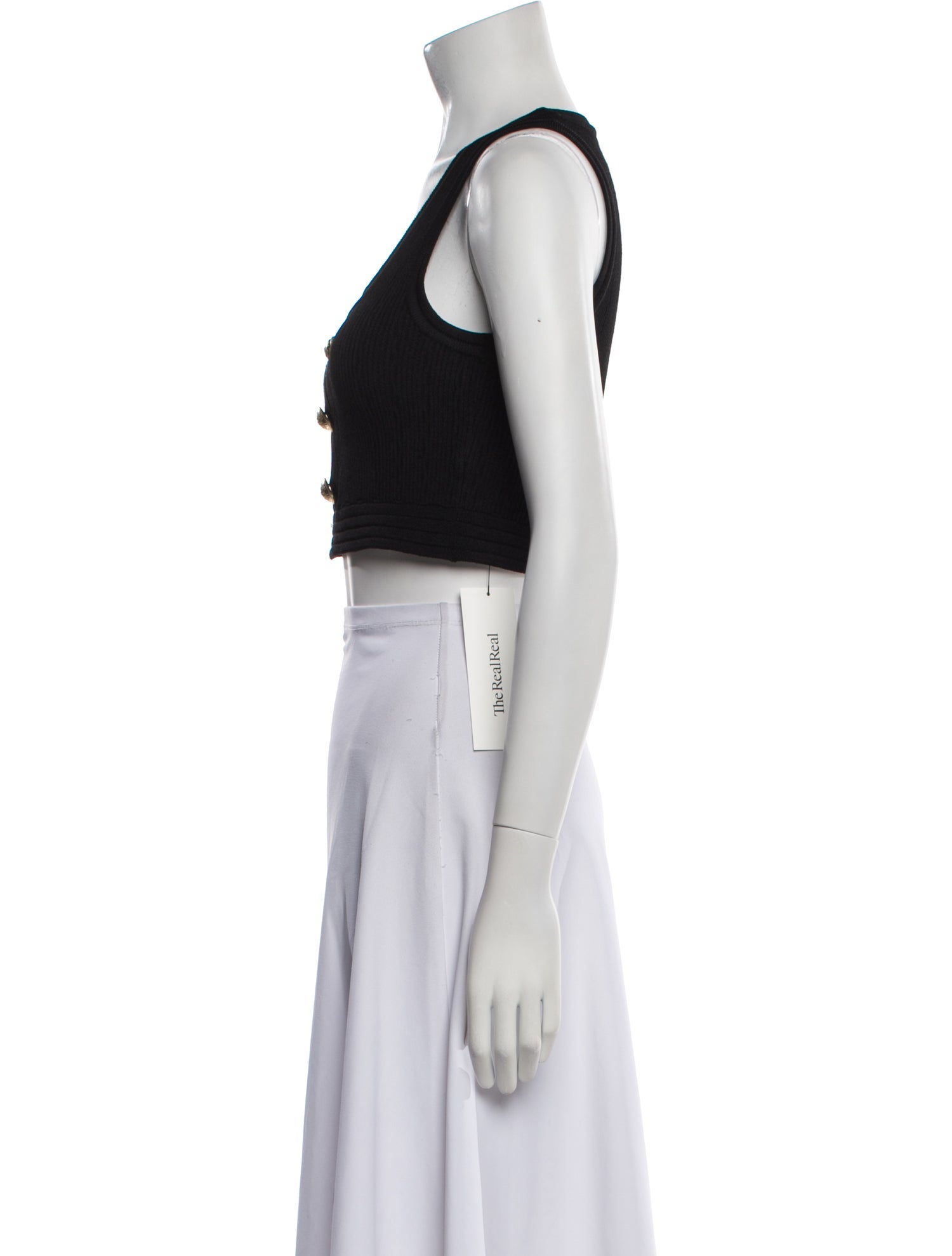 Balmain Square Neckline Sleeveless Crop Top