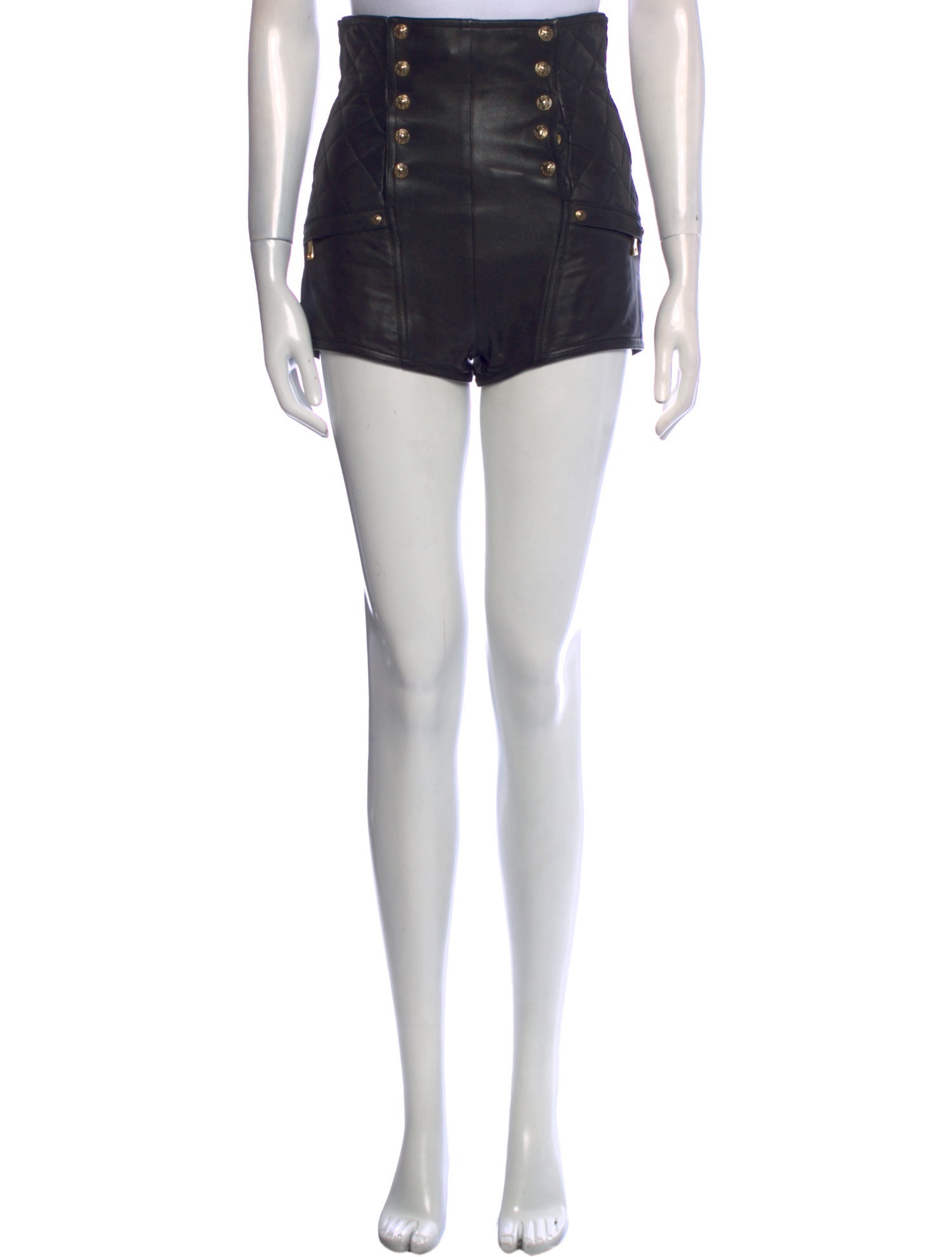 Balmain Leather Mini Shorts