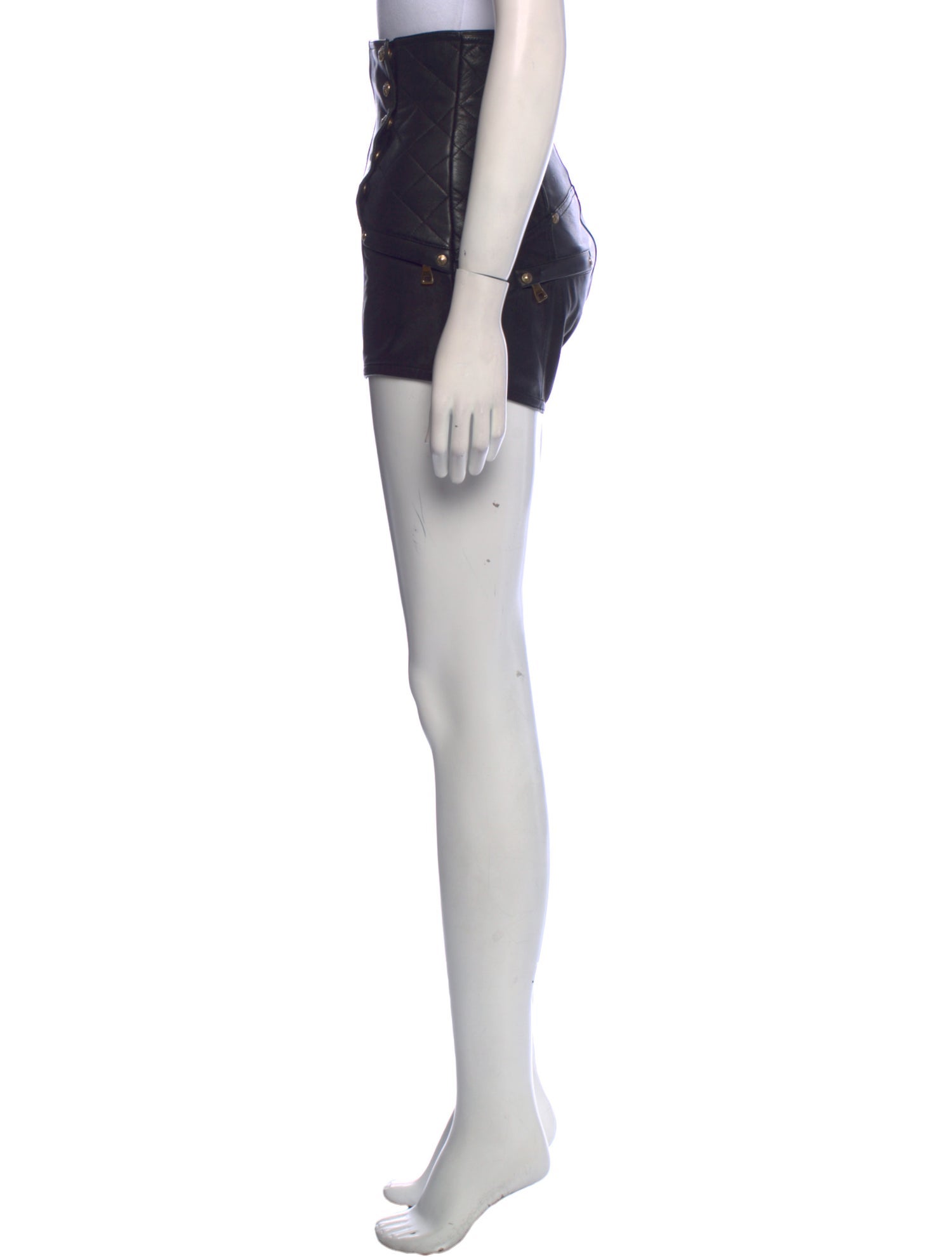 Balmain Leather Mini Shorts