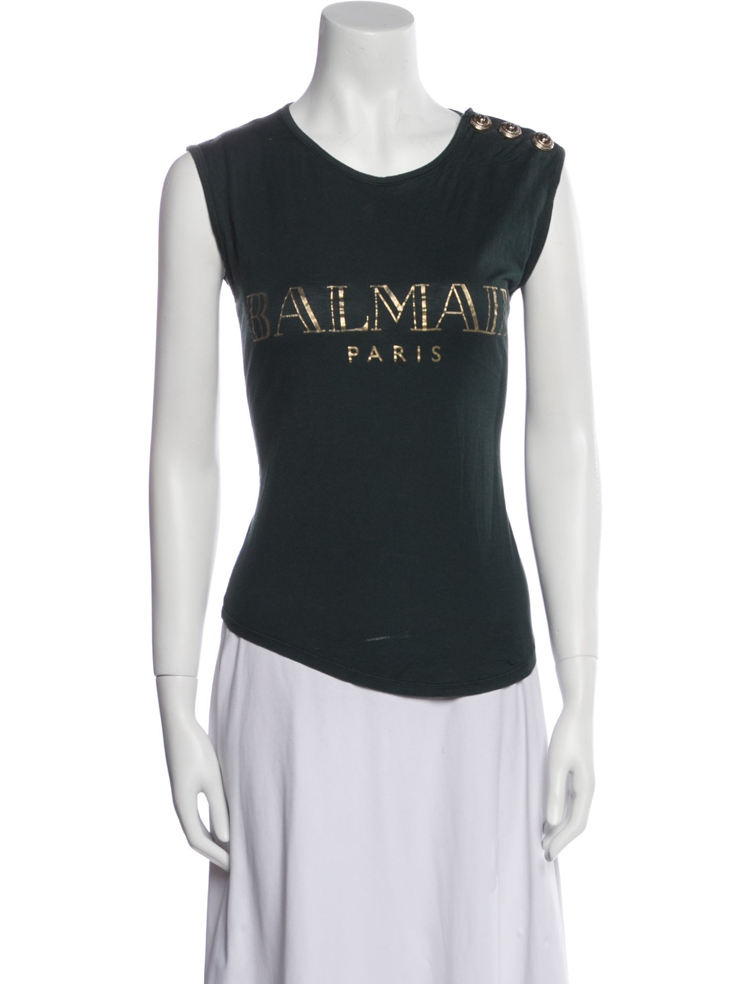 Balmain Graphic Print Scoop Neck Top