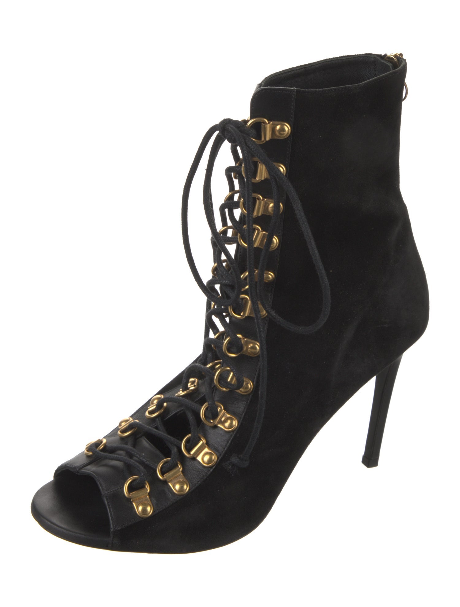 Balmain Suede Lace-Up Boots