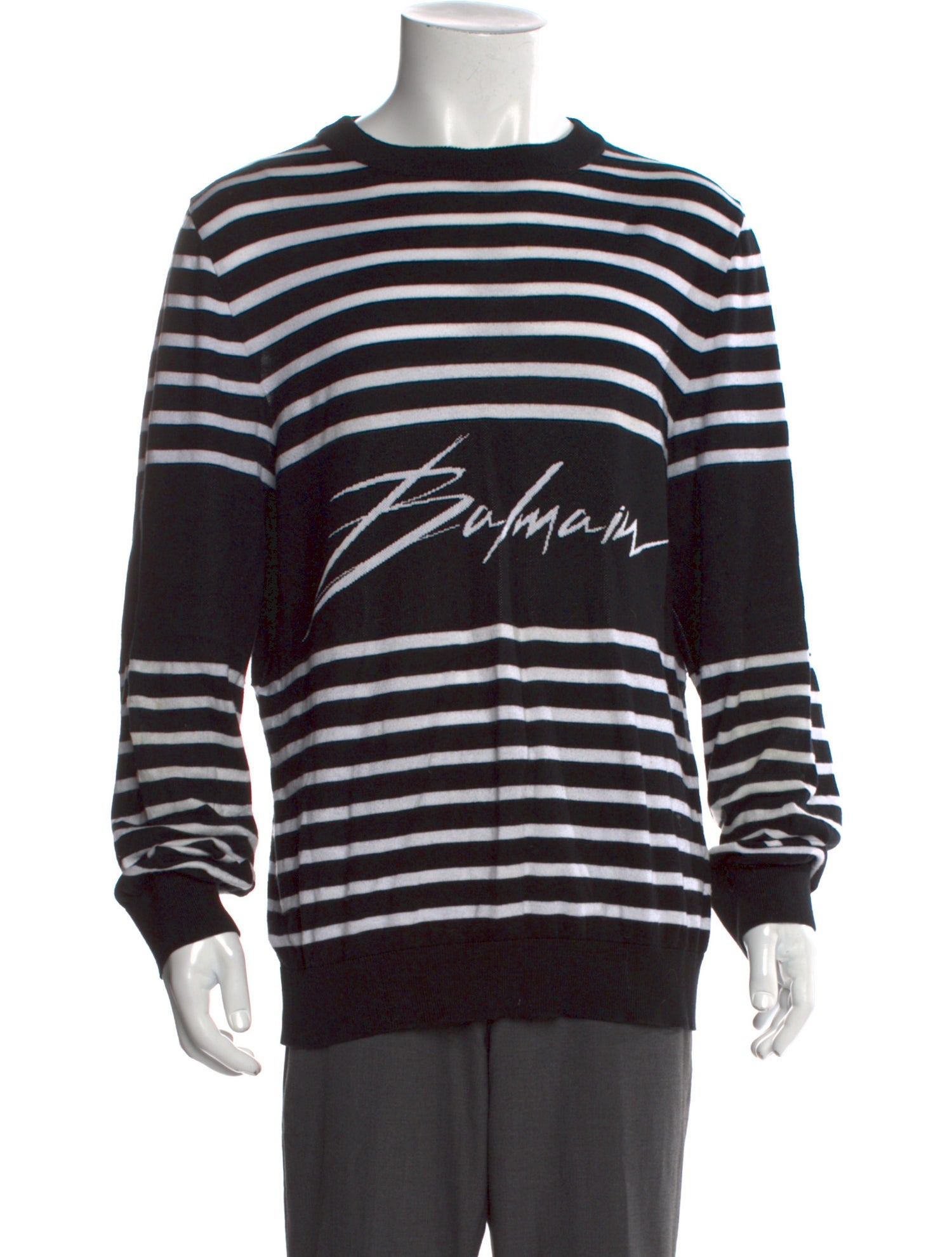 Balmain Striped Crew Neck Pullover