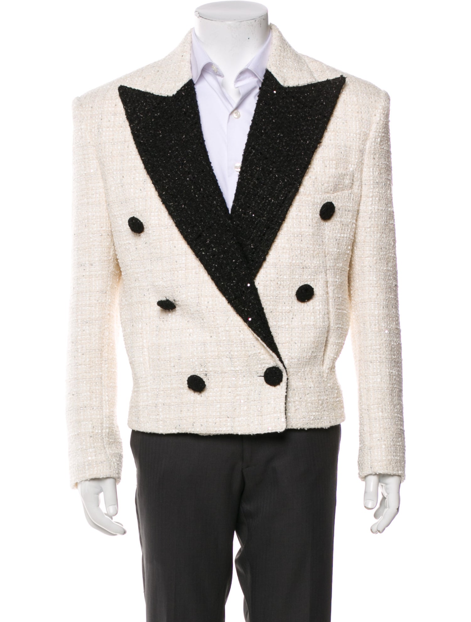 Balmain Tweed Pattern Sequin Embellishments Blazer