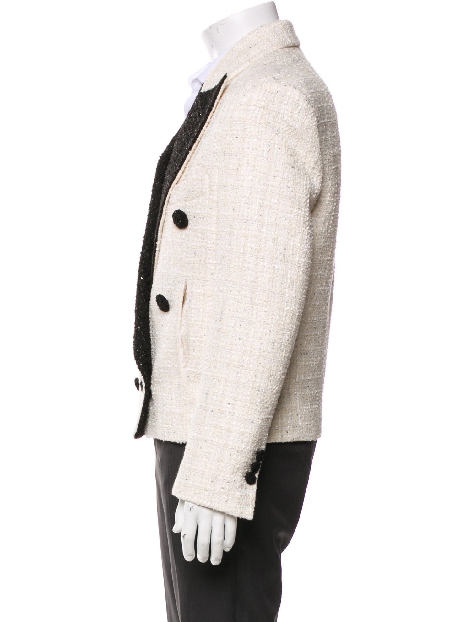 Balmain Tweed Pattern Sequin Embellishments Blazer