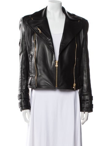 Balmain Jackets Leather Biker Jacket Us4, Fr36 | S