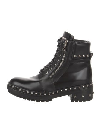 Balmain Leather Studded Accents Combat Boots