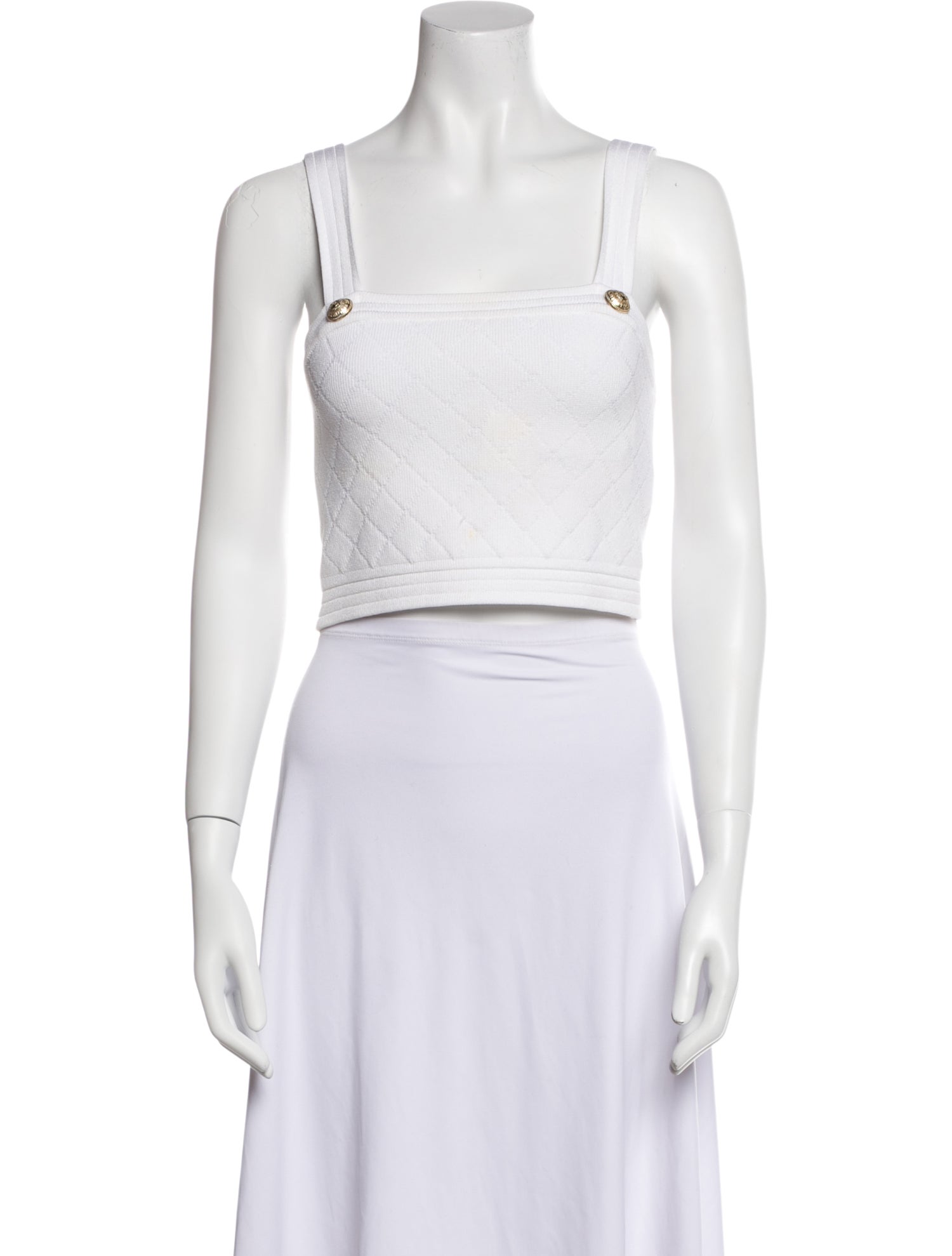 Balmain Square Neckline Sleeveless Crop Top