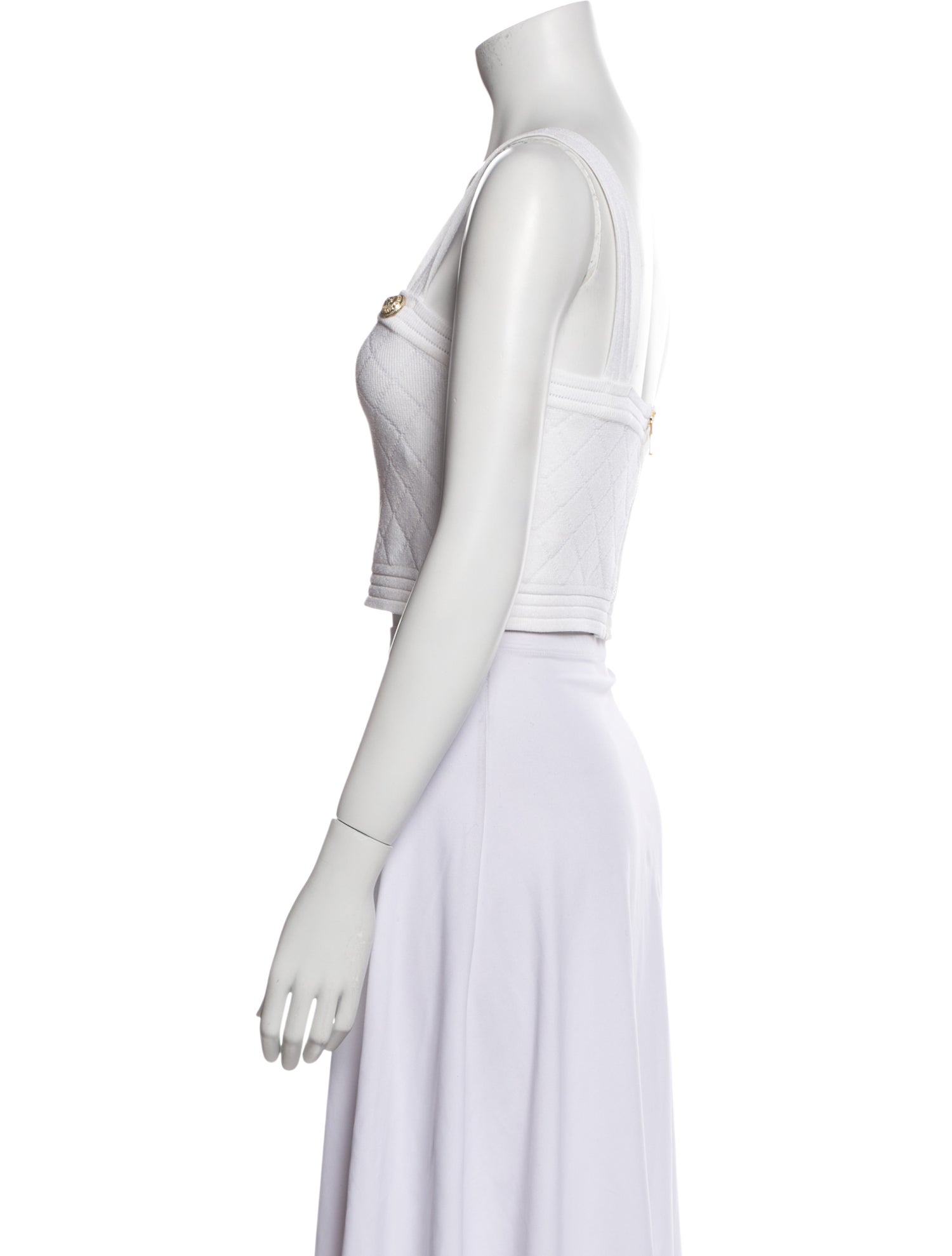 Balmain Square Neckline Sleeveless Crop Top