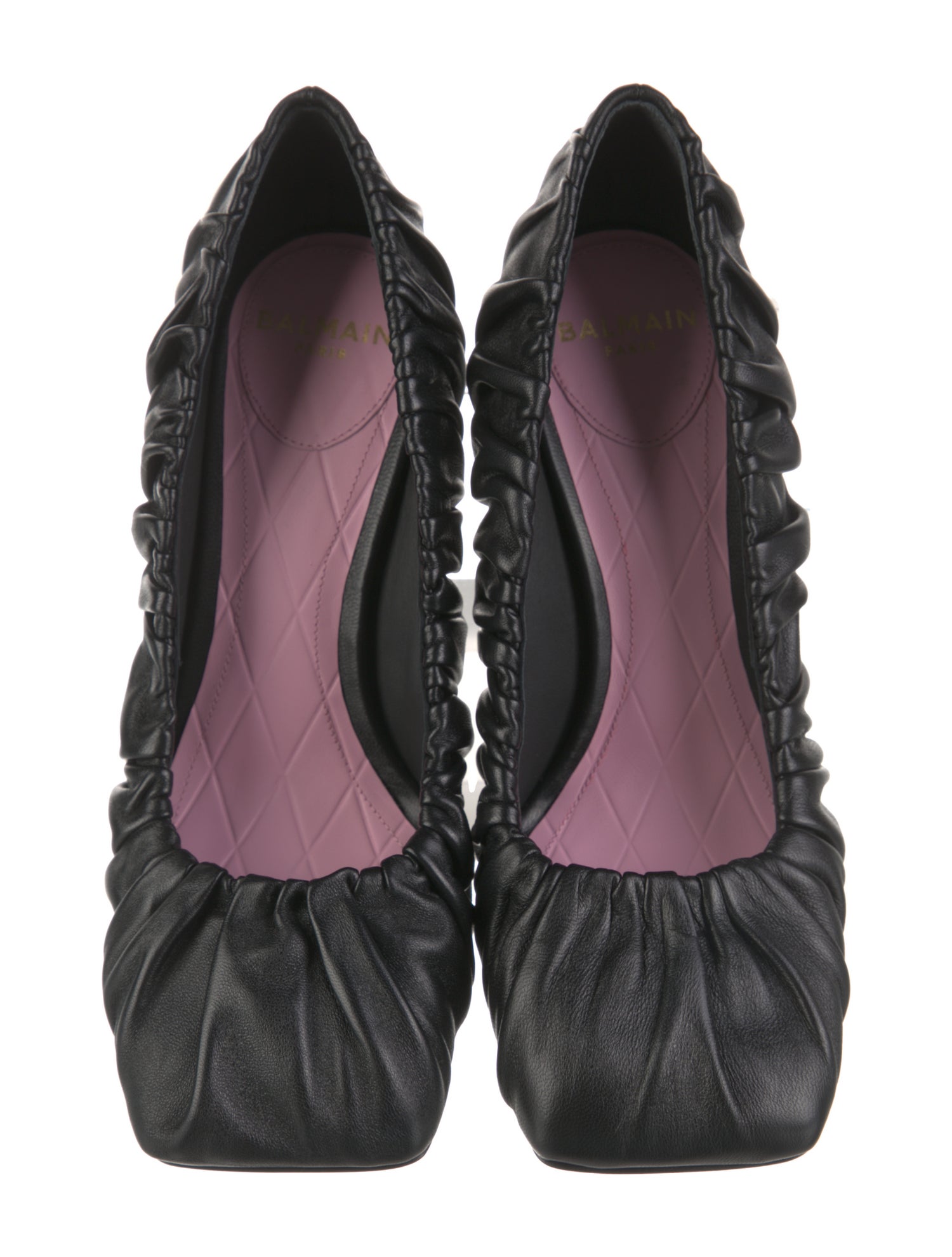 Balmain Leather Pleated Accents Pumps