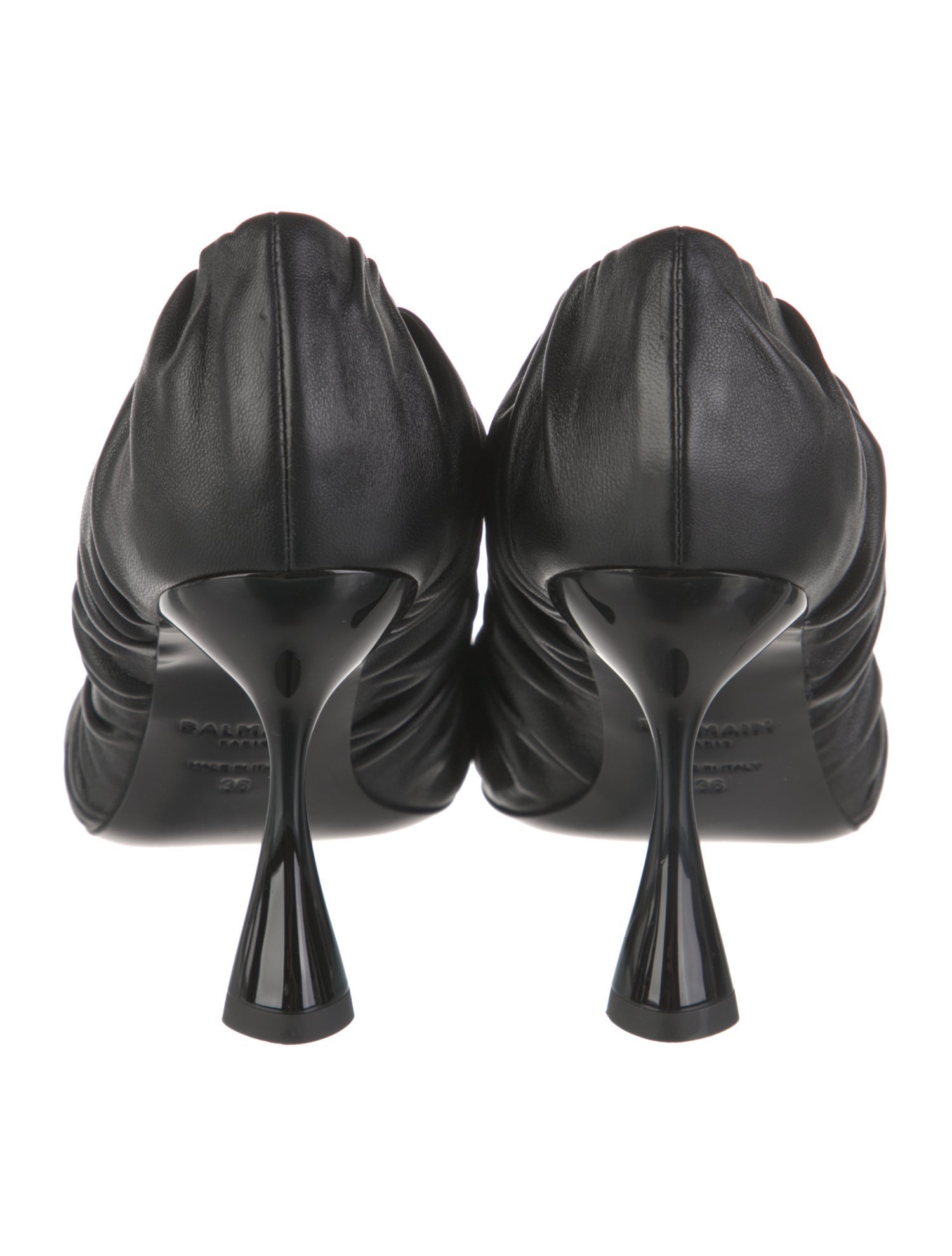 Balmain Leather Pleated Accents Pumps