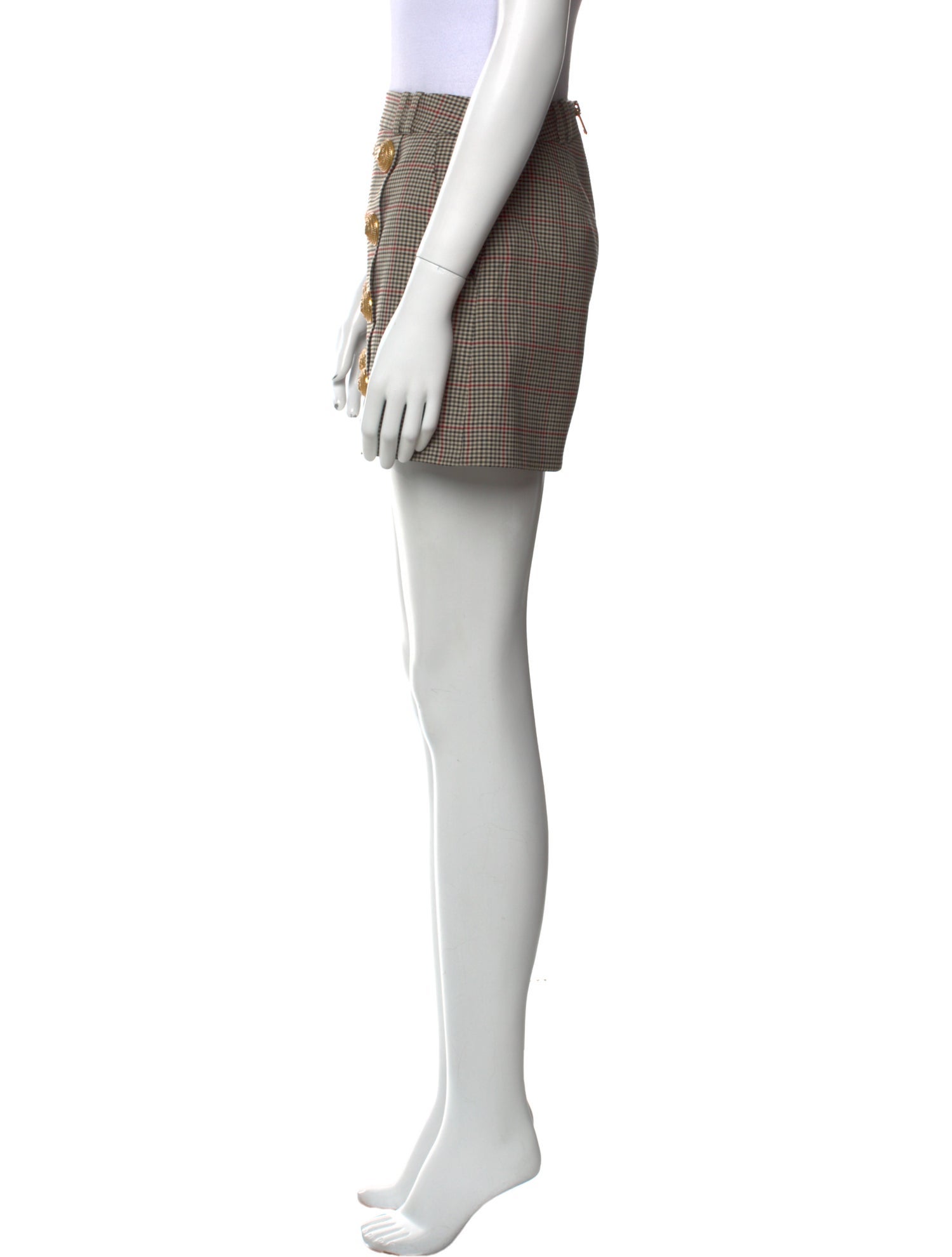 Balmain Plaid Print Mini Shorts