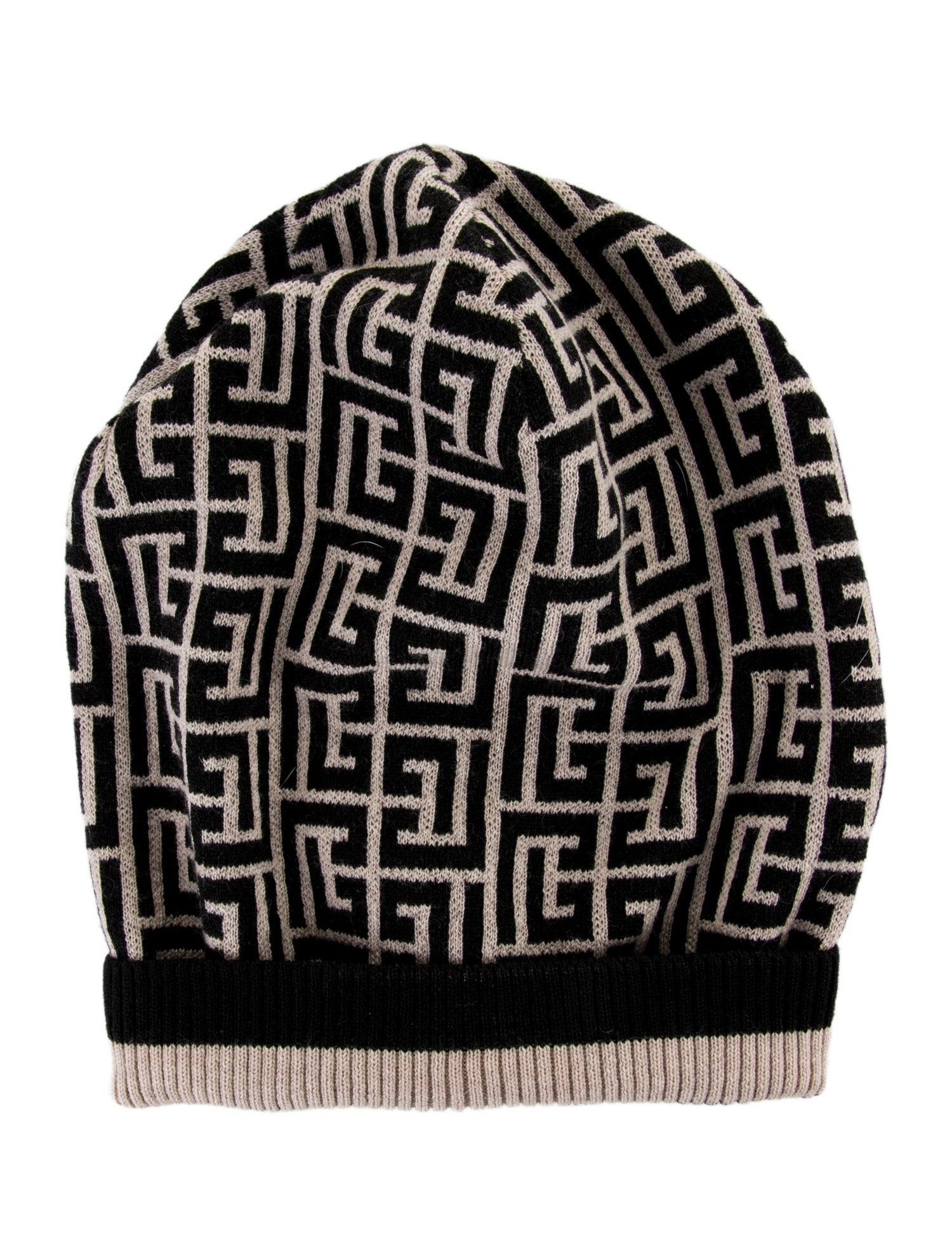 Balmain Merino Monogram Jacquard Beanie