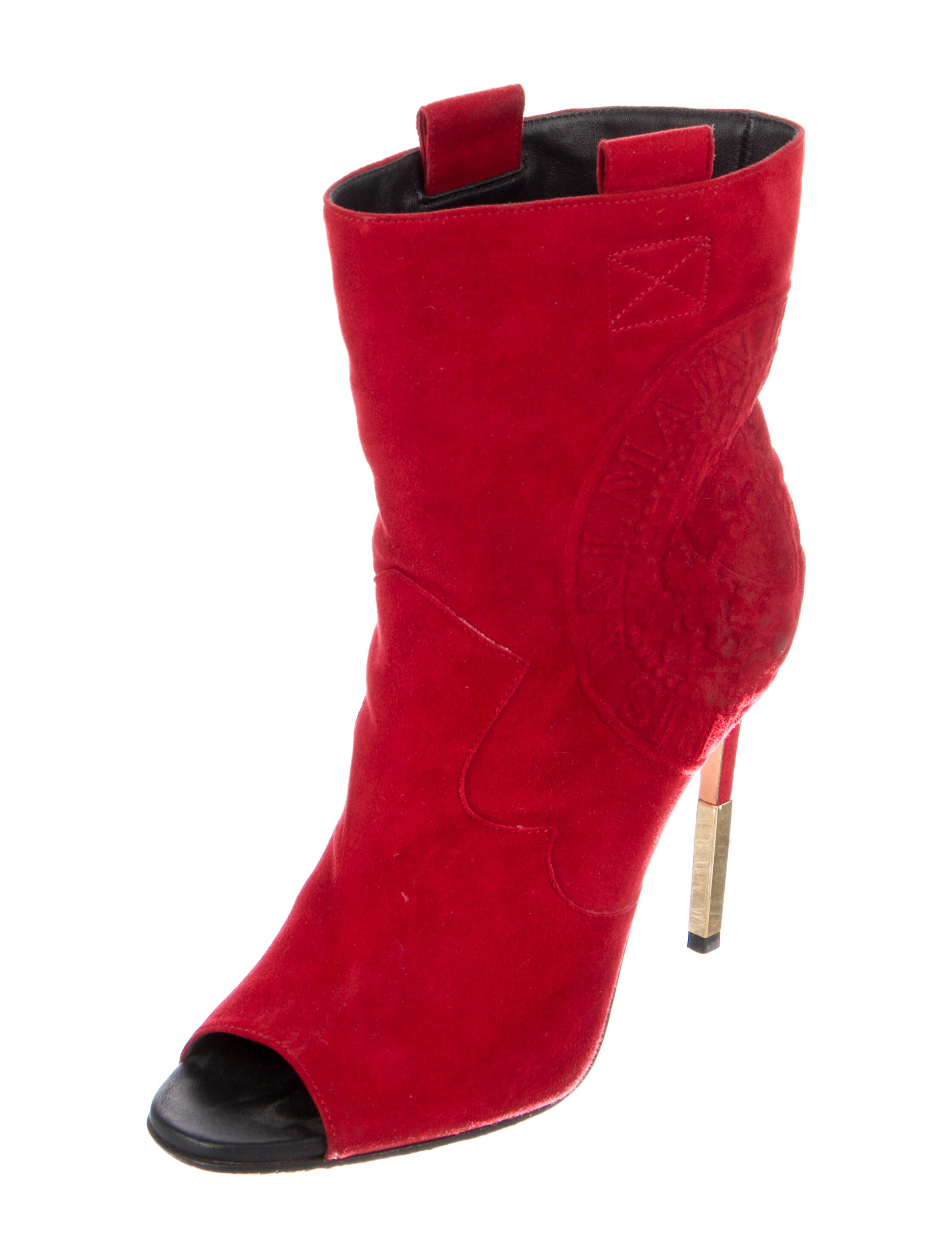 Balmain Suede Colorblock Pattern Boots